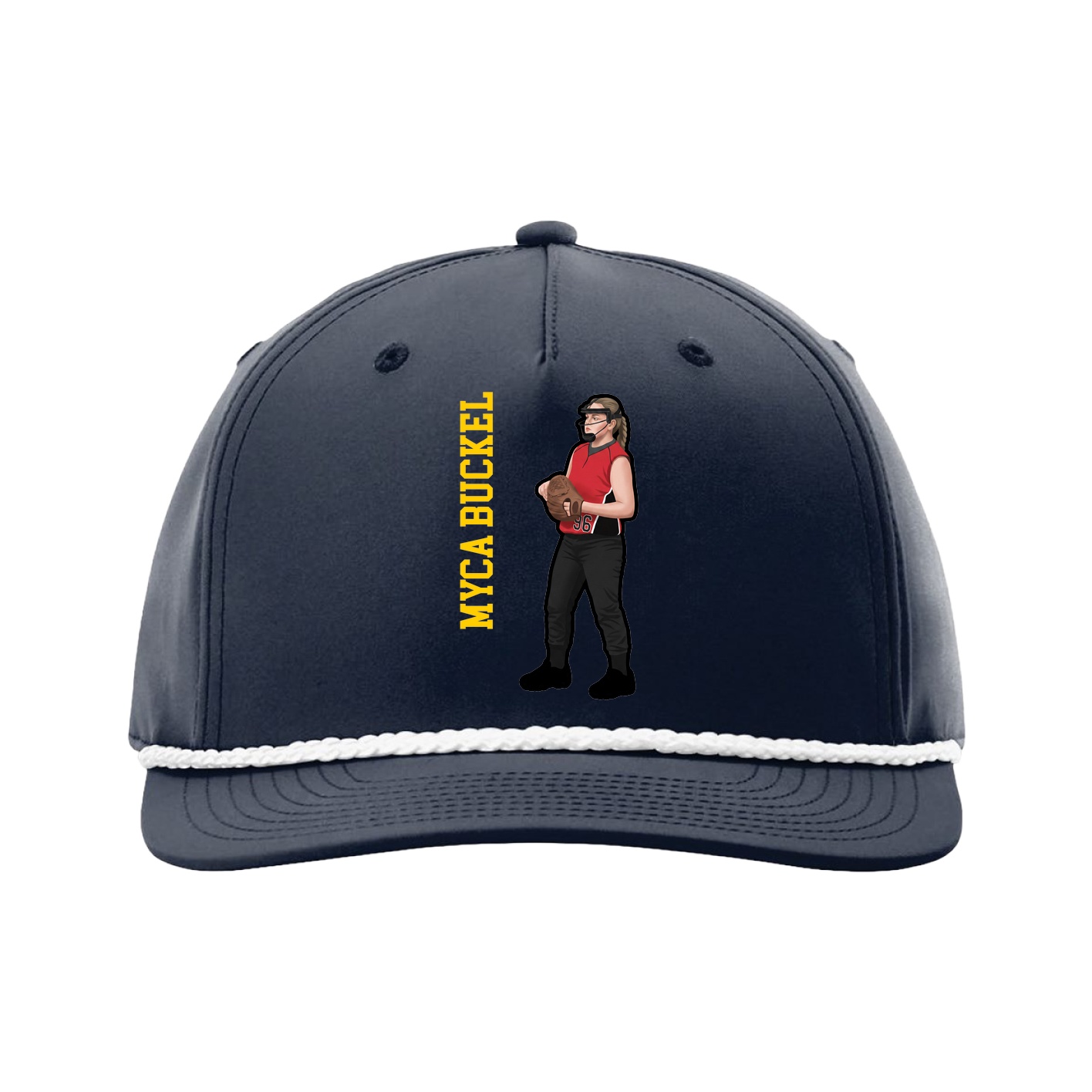 Five-Panel Classic Rope Cap — Name Vertical in Navy