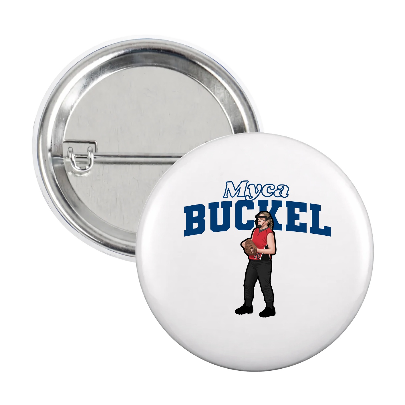 Game Day Button — Name Arch in White