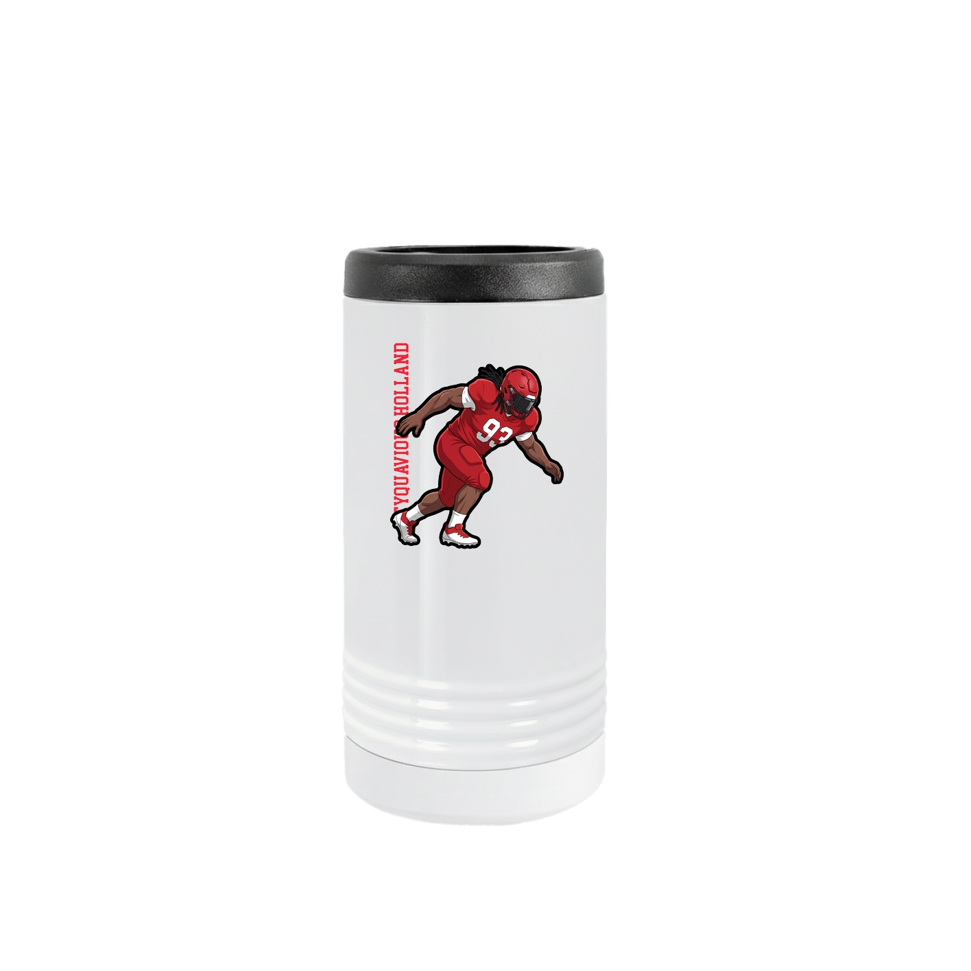 Slim Beverage Holder — Name Vertical in White