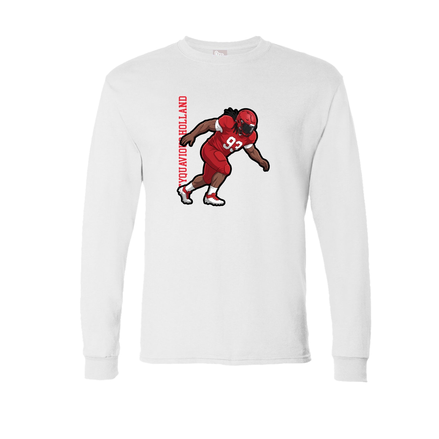 Long Sleeve Tee — Name Vertical in White