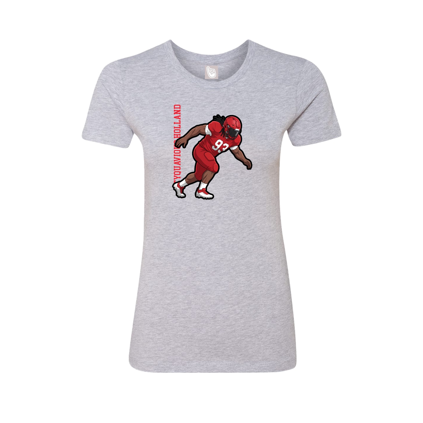 Fitted Women's Tee — Name Vertical in Grey
