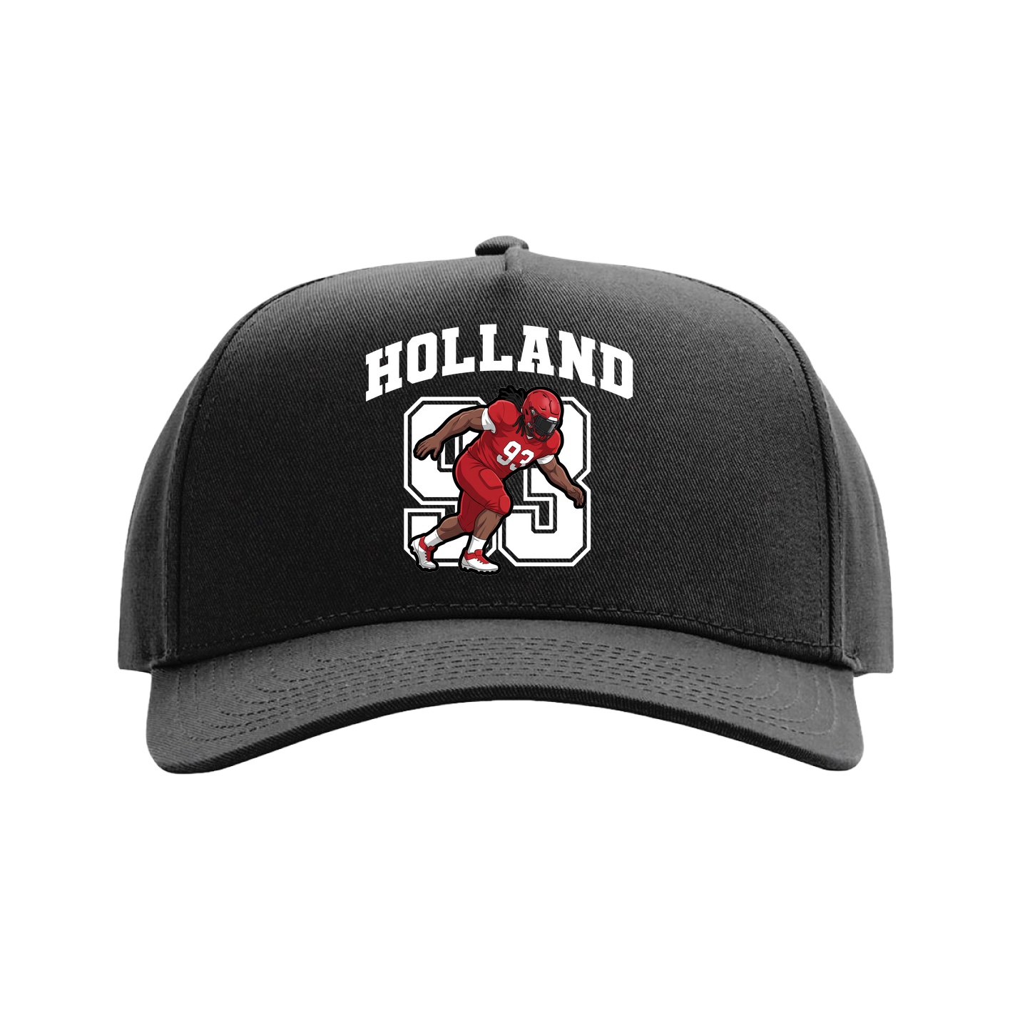 Full Fabric Five-Panel Champ Cap — Number in Black