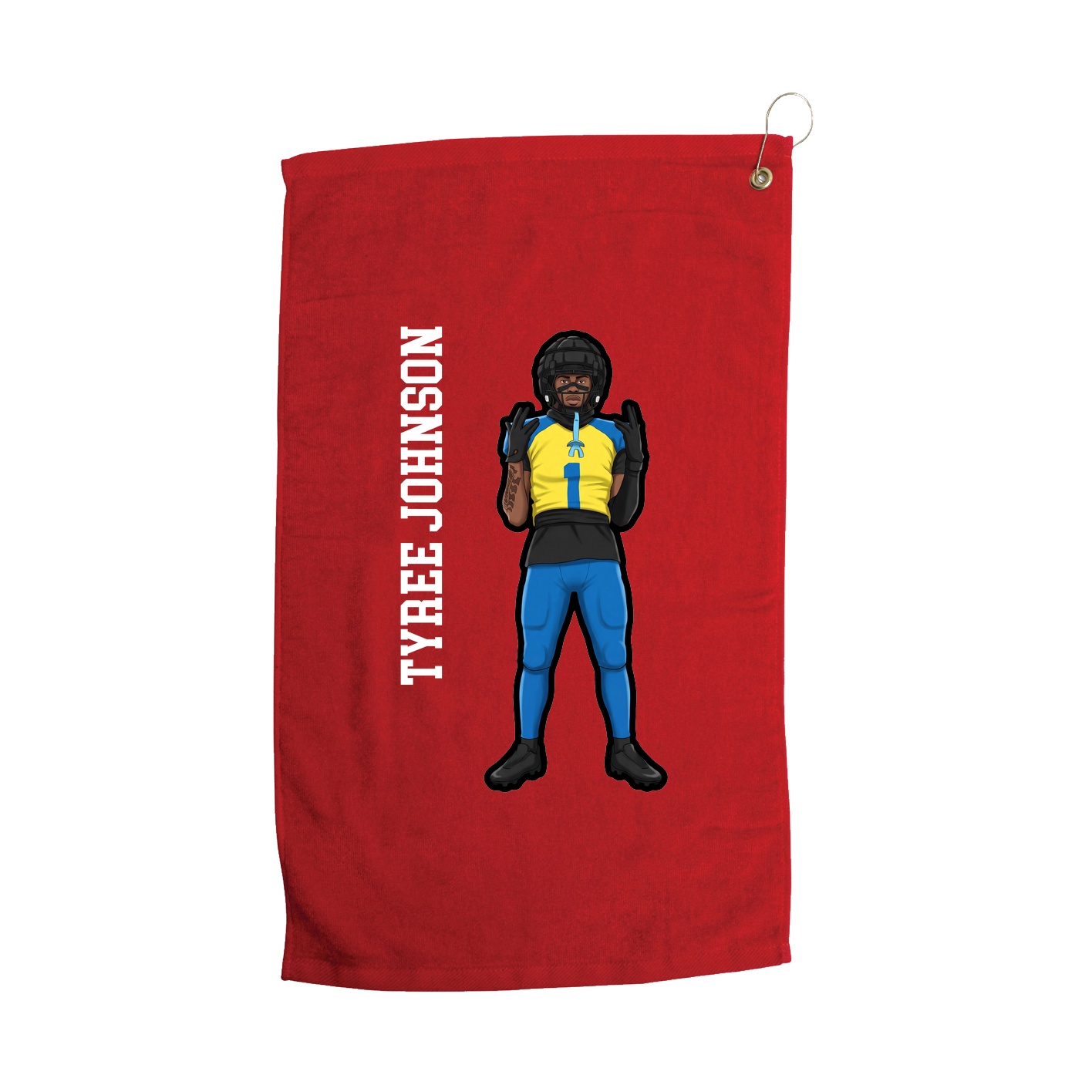 Golf Towel — Name Vertical in Red