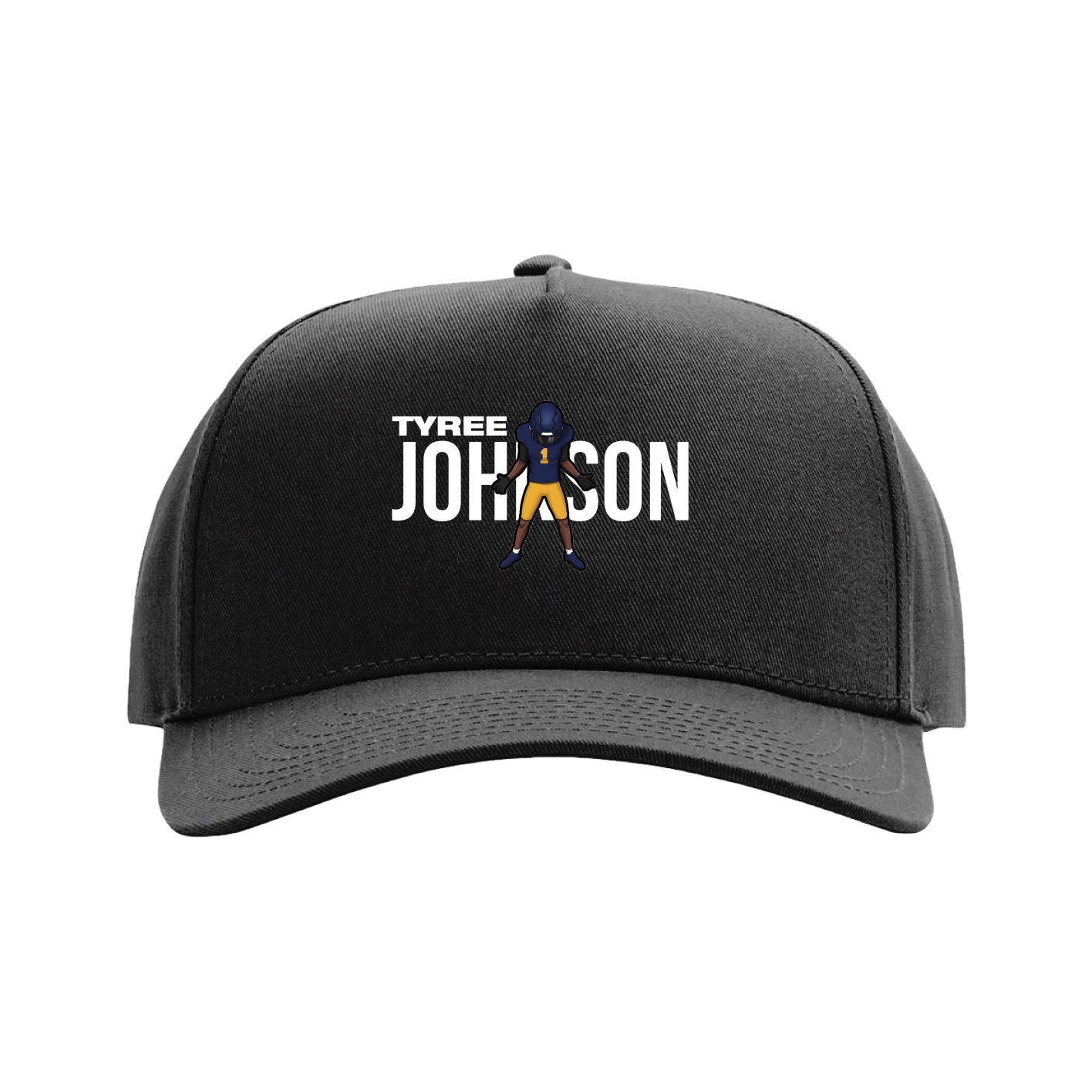 Full Fabric Five-Panel Champ Cap — Player Name in Black