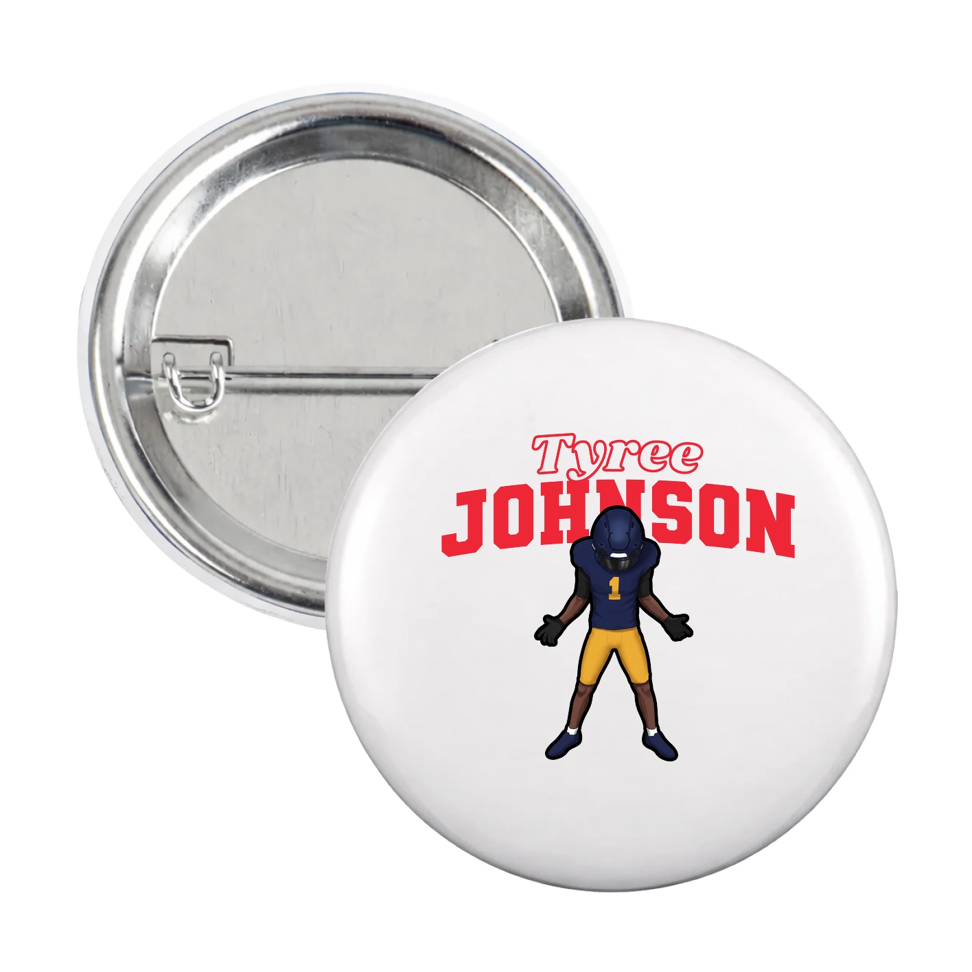 Game Day Button — Name Arch in White