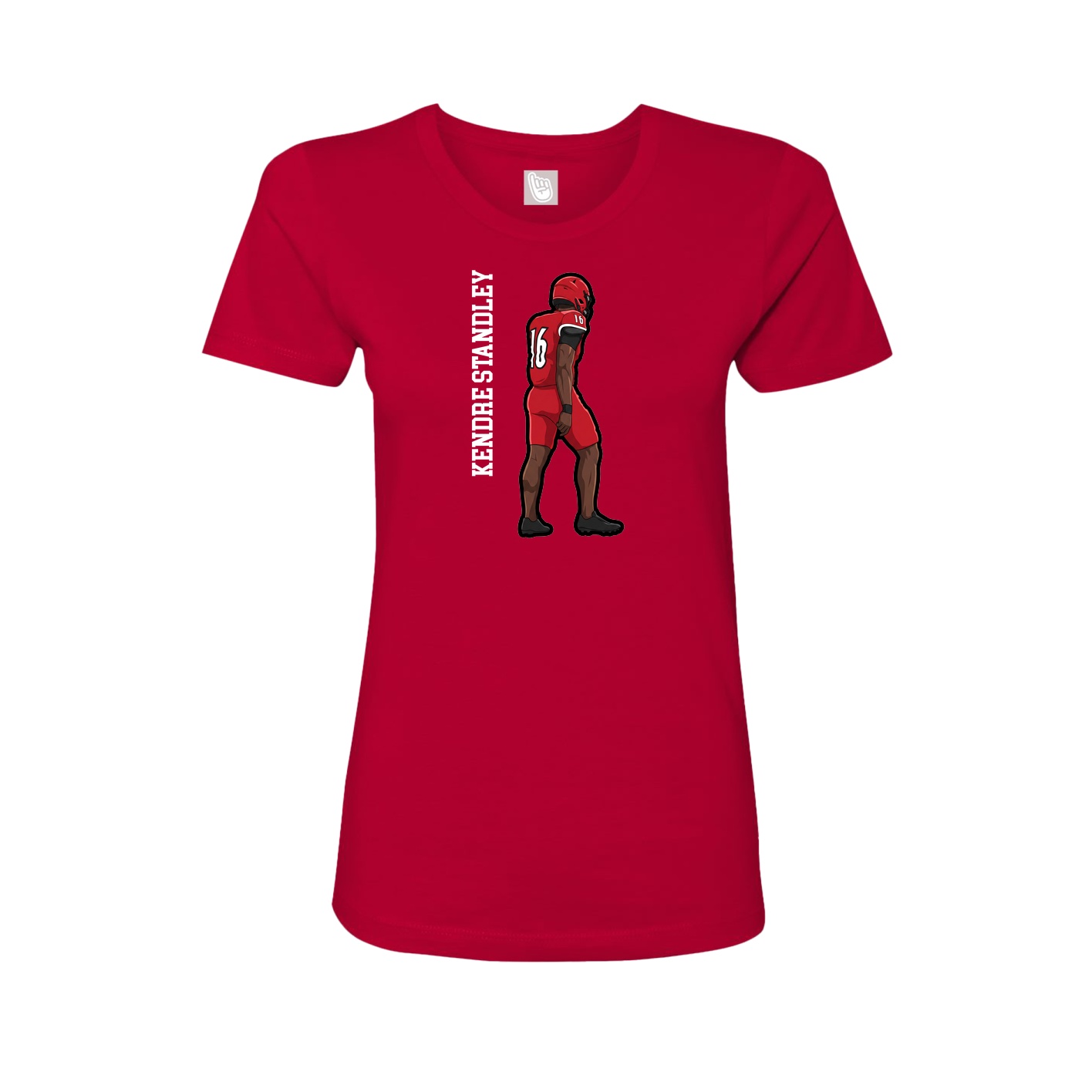 Fitted Women's Tee — Name Vertical in Red