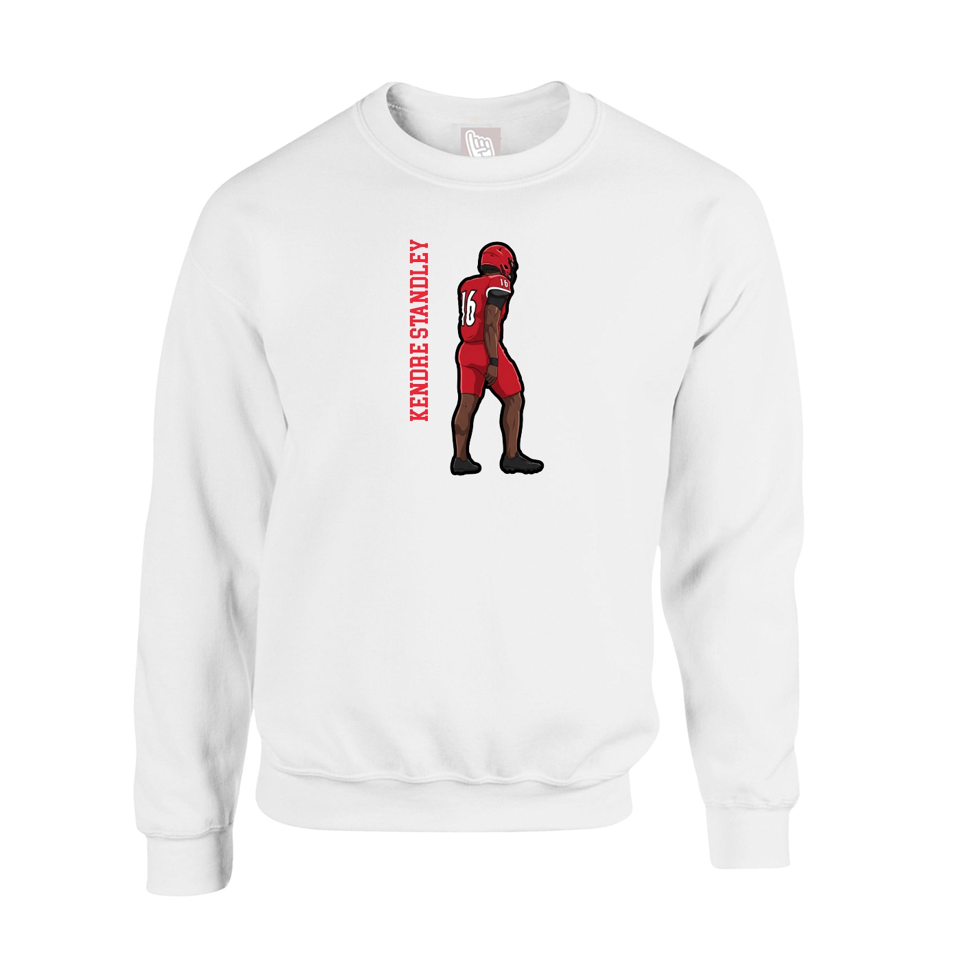 Fleece Crew — Name Vertical in White