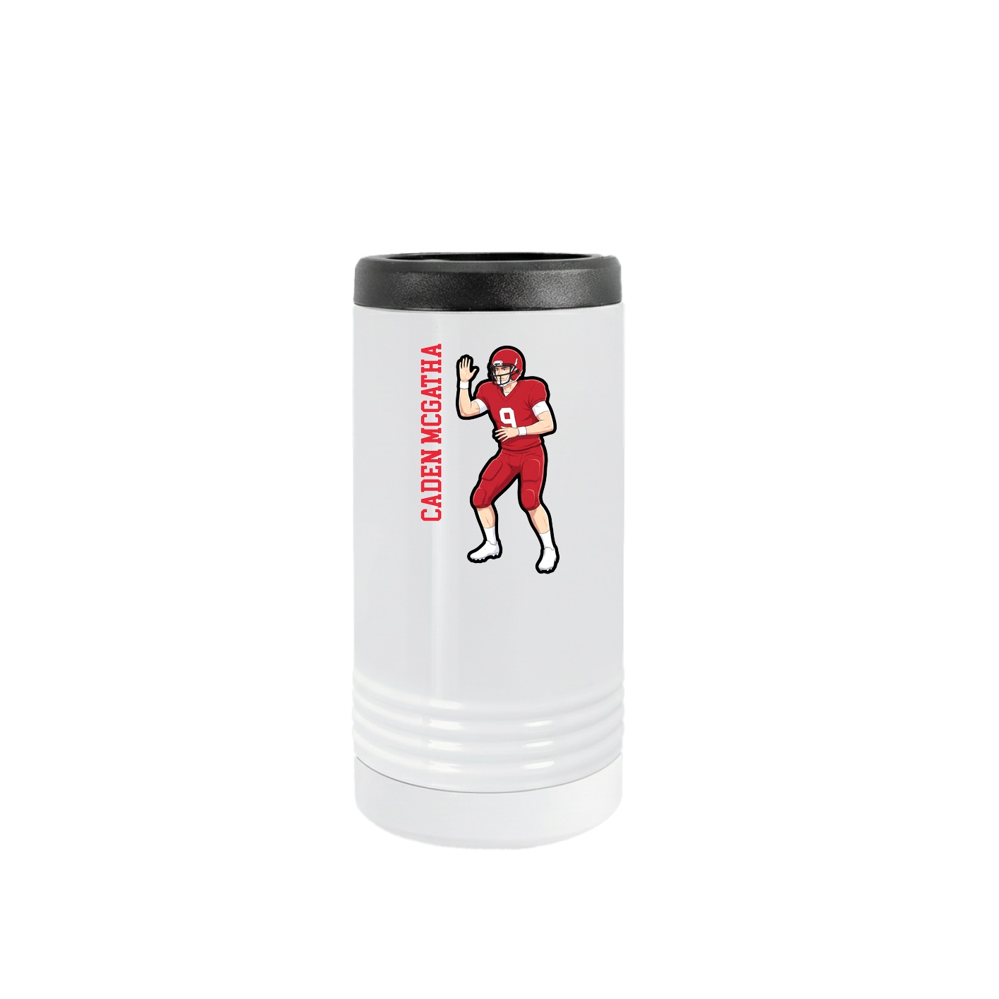 Slim Beverage Holder — Name Vertical in White