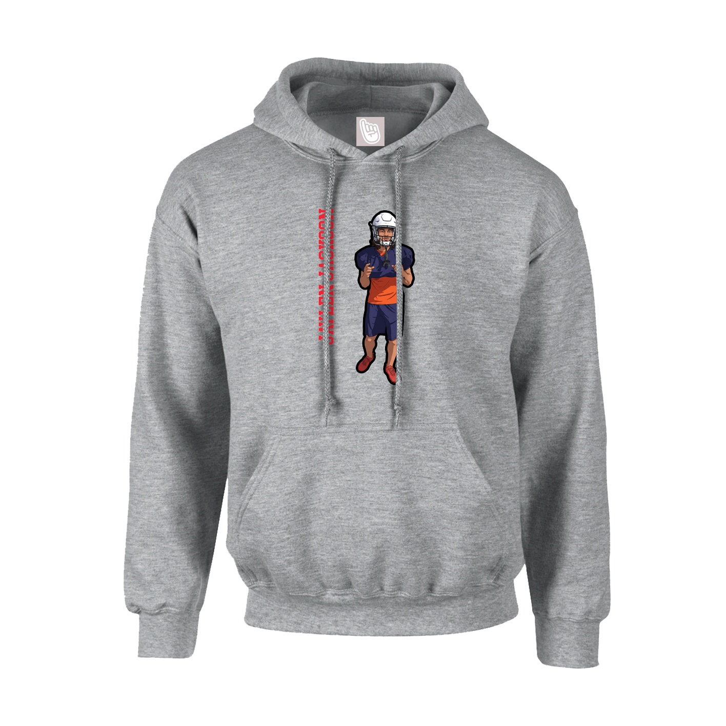 Youth Hoodie — Name Vertical in Grey