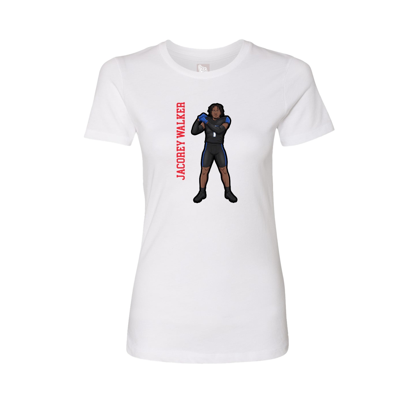 Womens Tee — Name Vertical in White