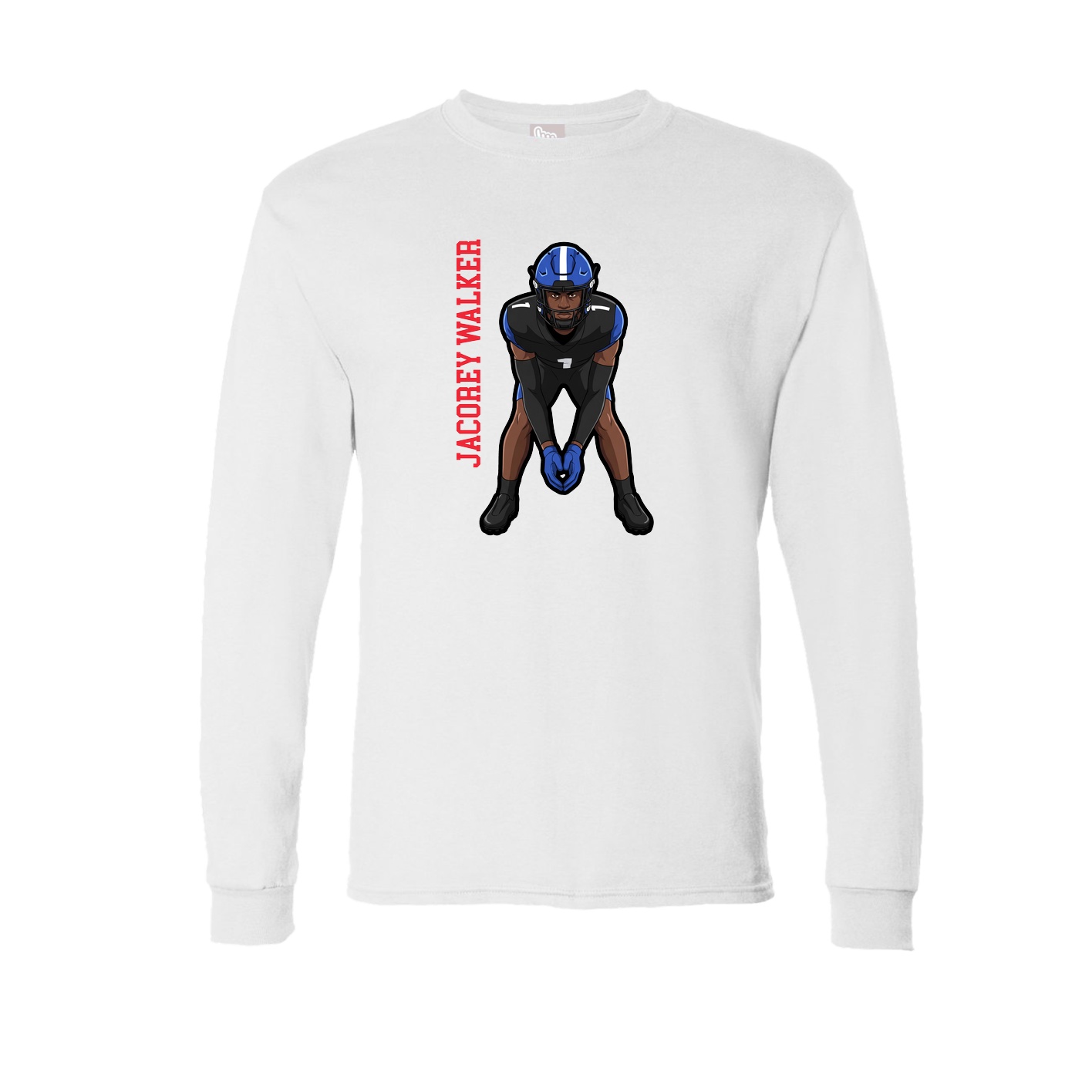 Long Sleeve Tee — Name Vertical in White