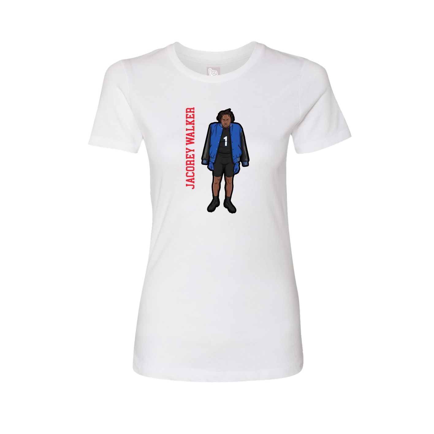 Womens Tee — Name Vertical in White