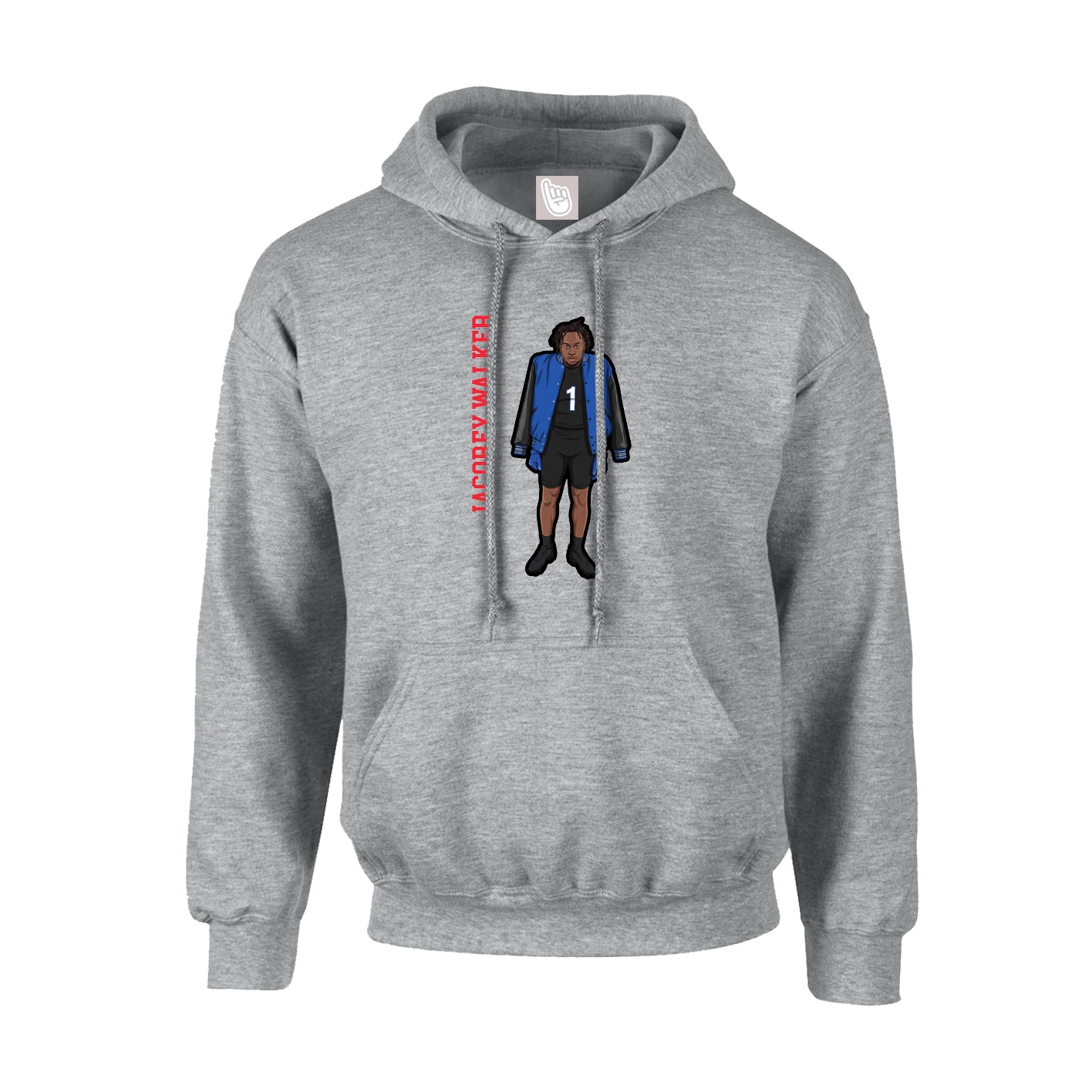 Youth Hoodie — Name Vertical in Grey