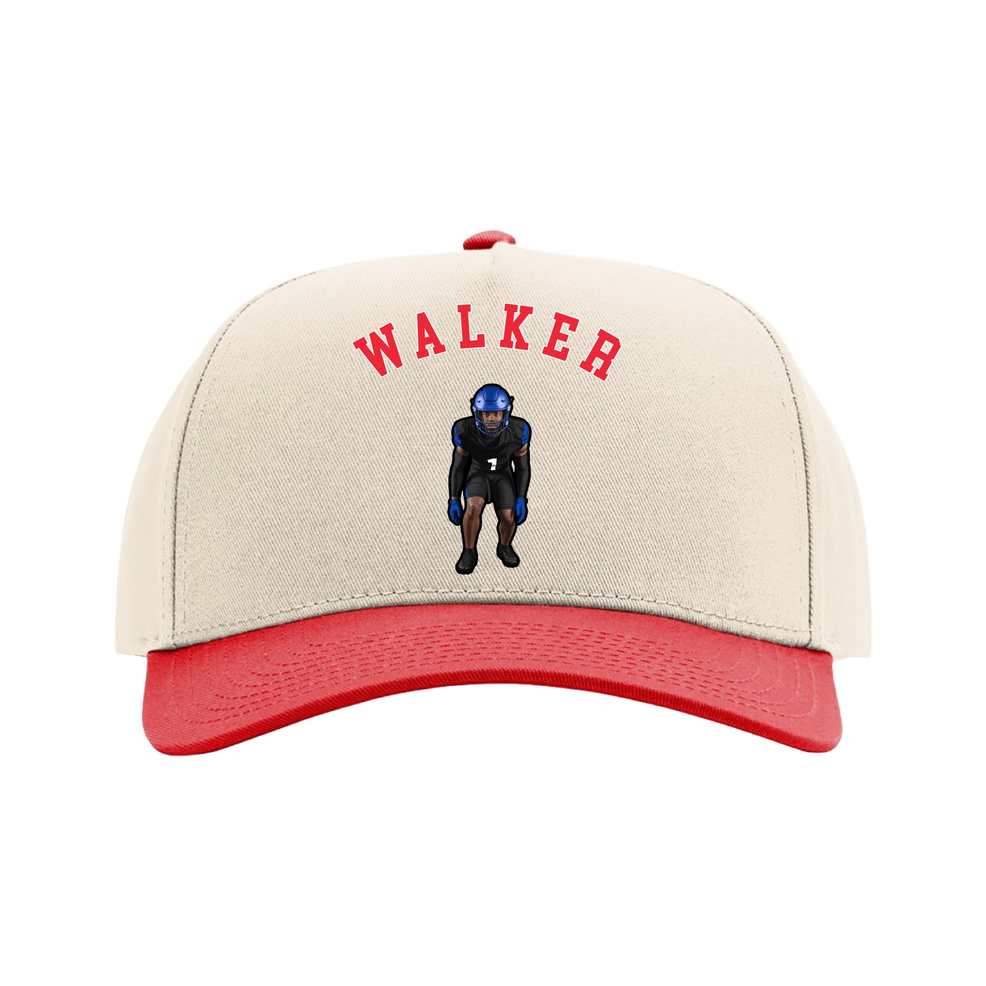 Full Fabric Five-Panel Champ Cap — Shirsey Arch in Cream/Red