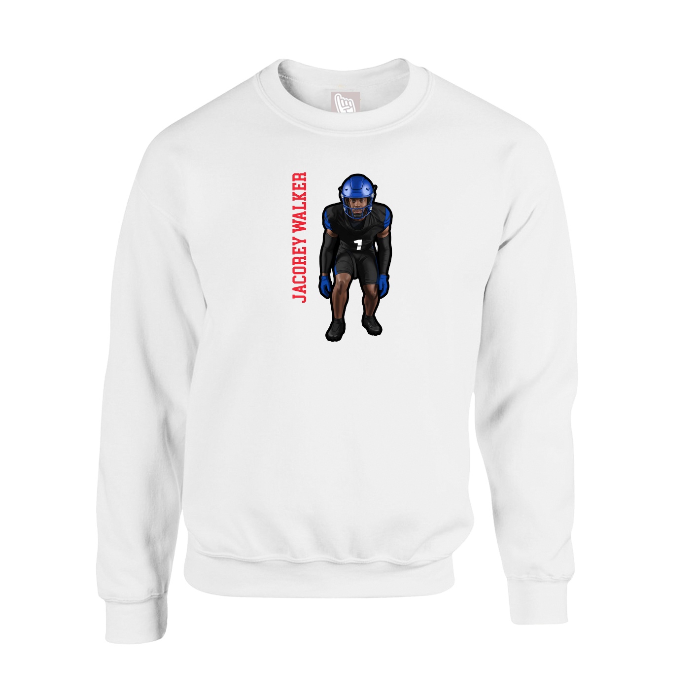 Fleece Crew — Name Vertical in White