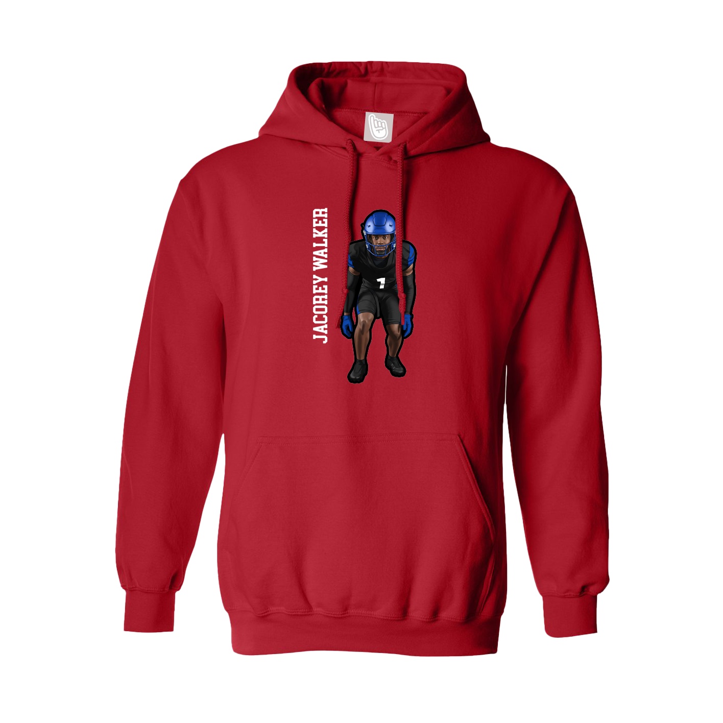 Youth Hoodie — Name Vertical in Red