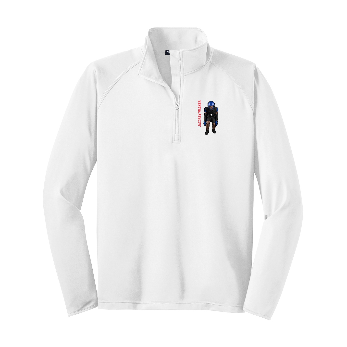 Q-Zip Pullover — Name Vertical in White
