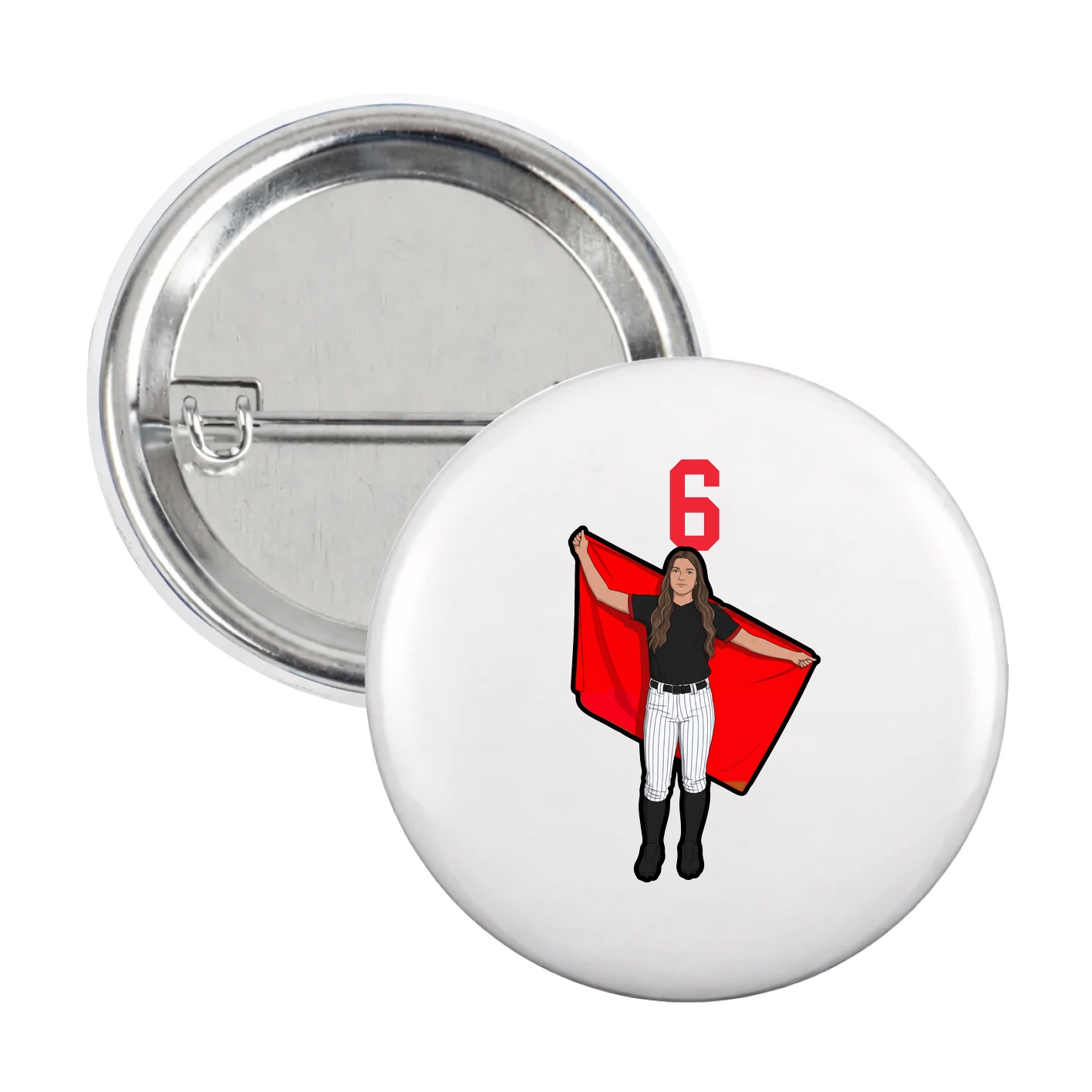 Game Day Button — Number Top in White