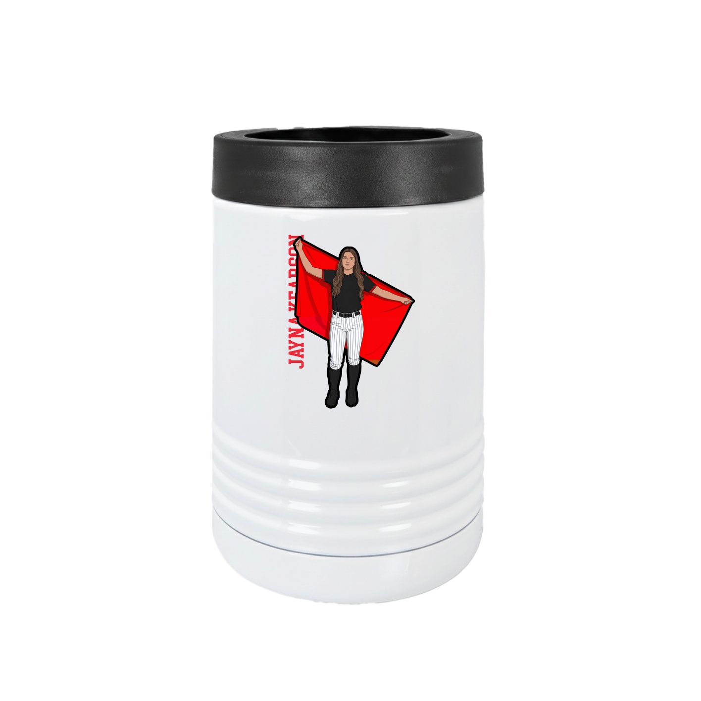 Beverage Holder — Name Vertical in White
