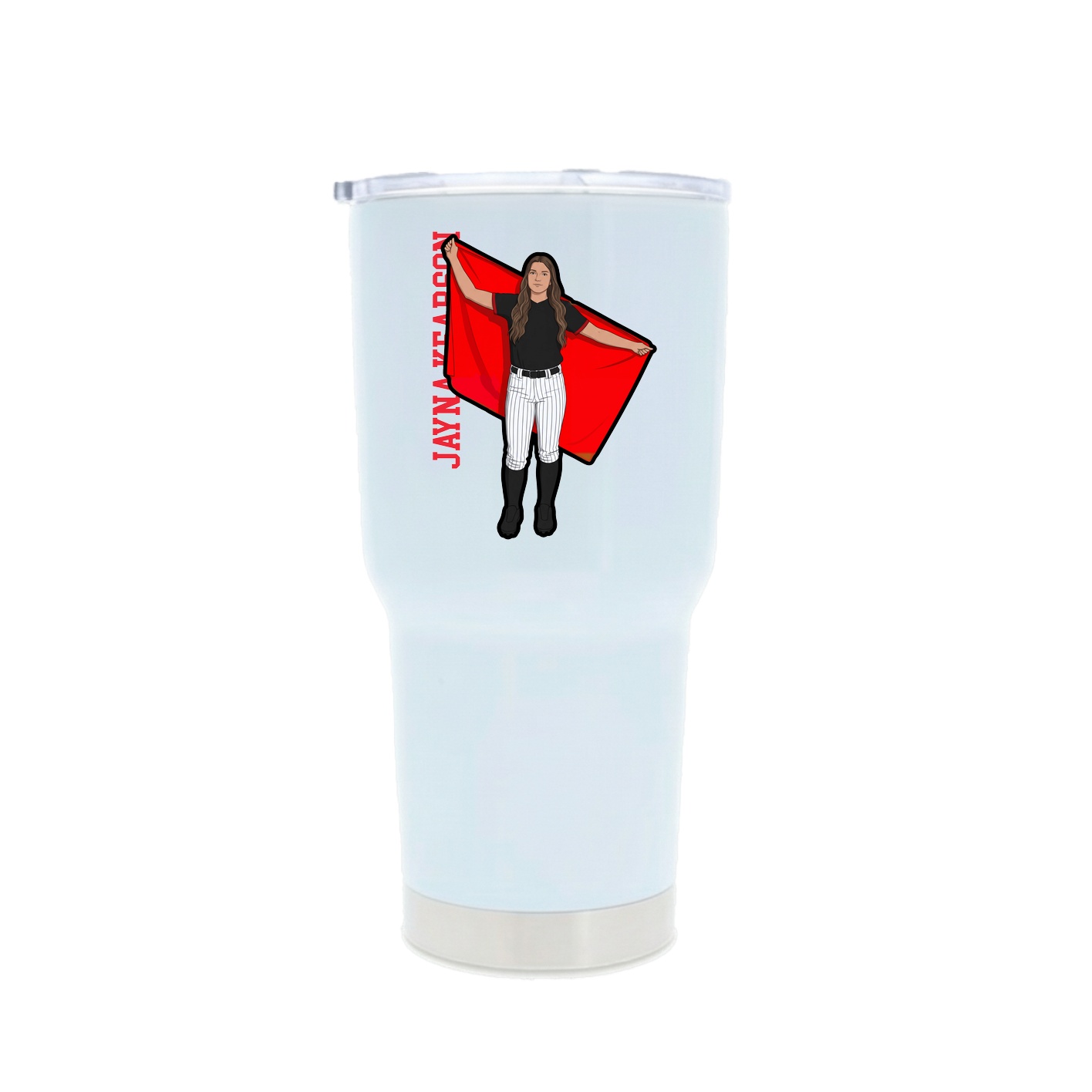 30oz Stainless Steel Tumbler — Name Vertical in White