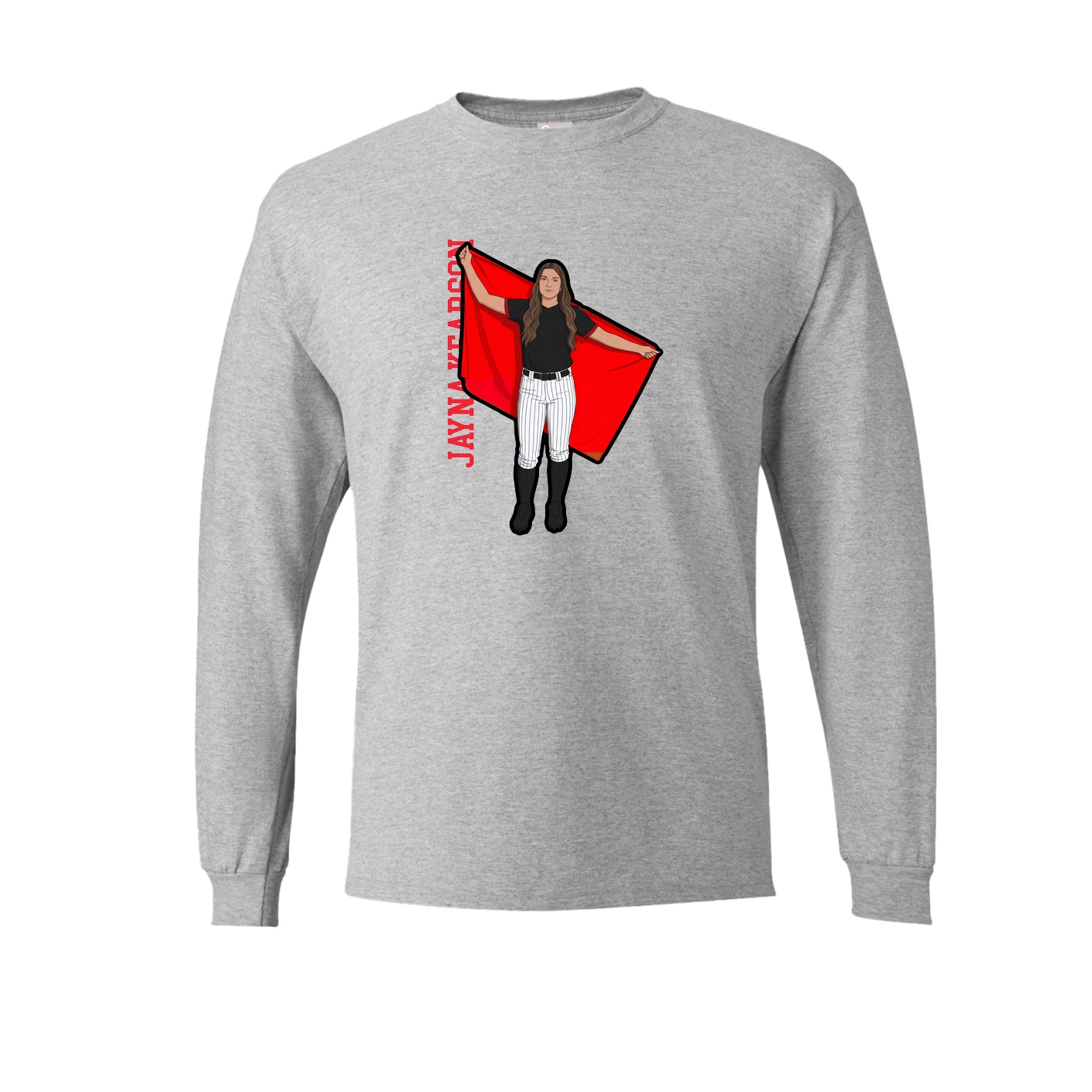 Long Sleeve Tee — Name Vertical in Grey