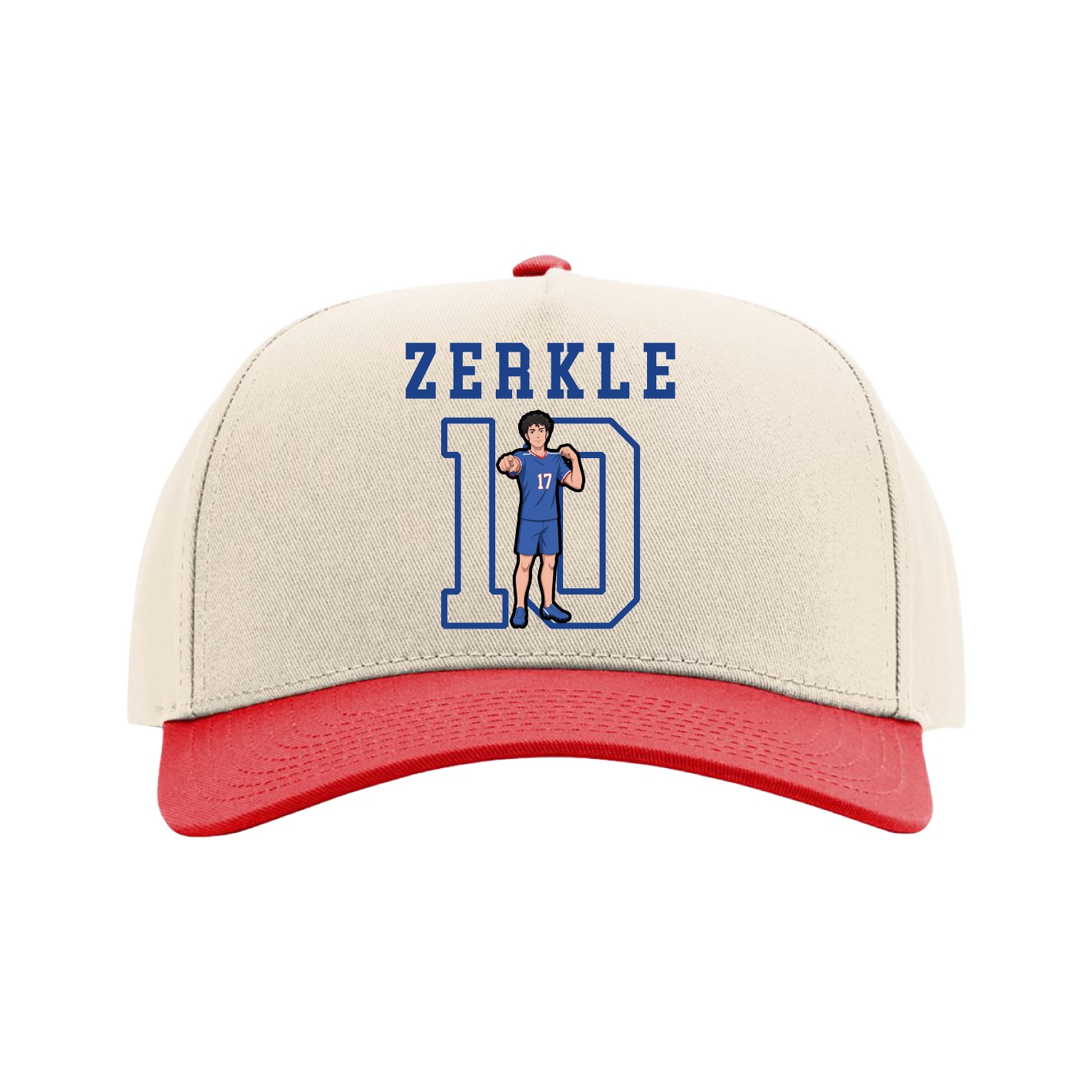 Full Fabric Five-Panel Champ Cap — Shirsey in Cream/Red