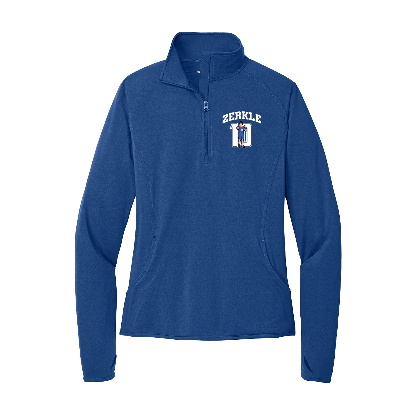 Women's Q-Zip Pullover — Number in Royal