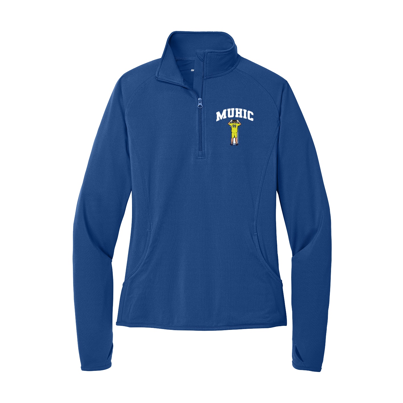 Women's Q-Zip Pullover — Number in Royal