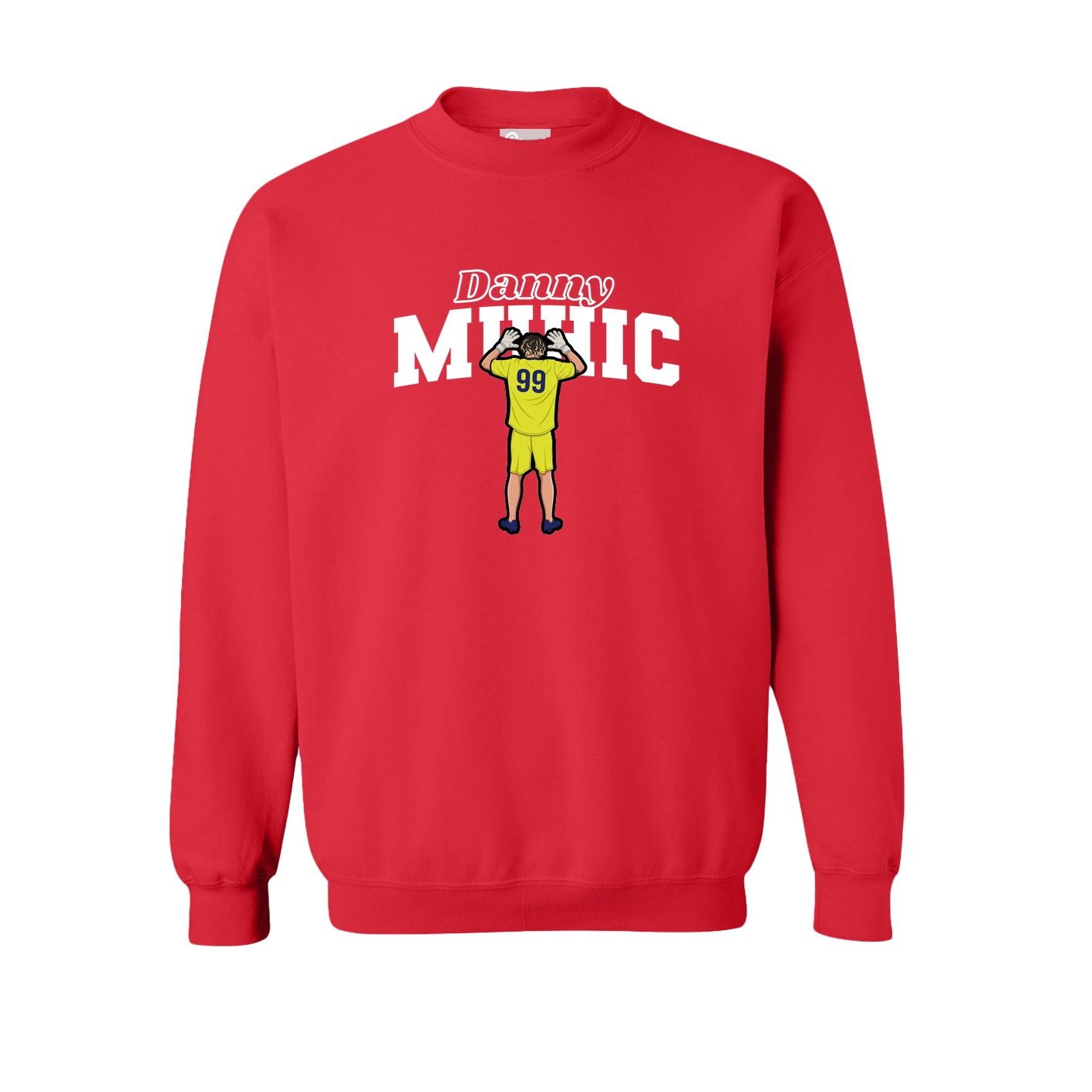 Fleece Crew — Name Arch in Red