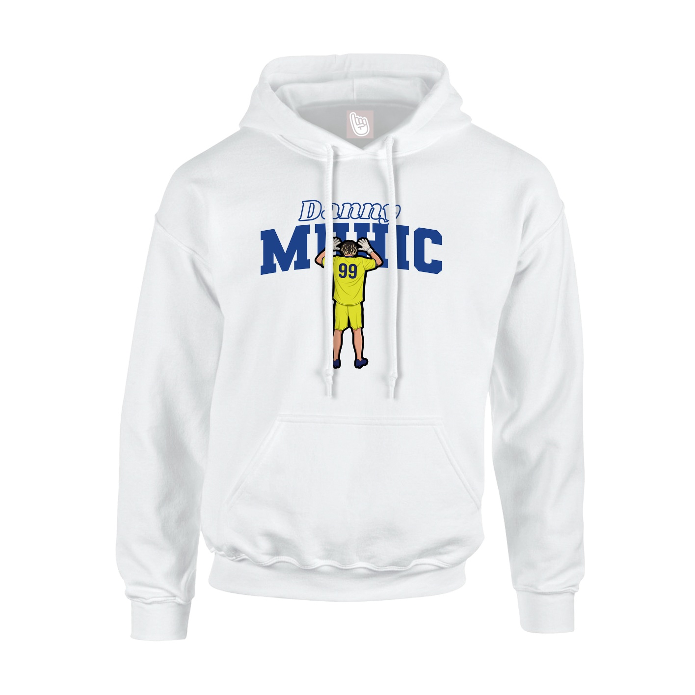 Youth Hoodie — Name Arch in White