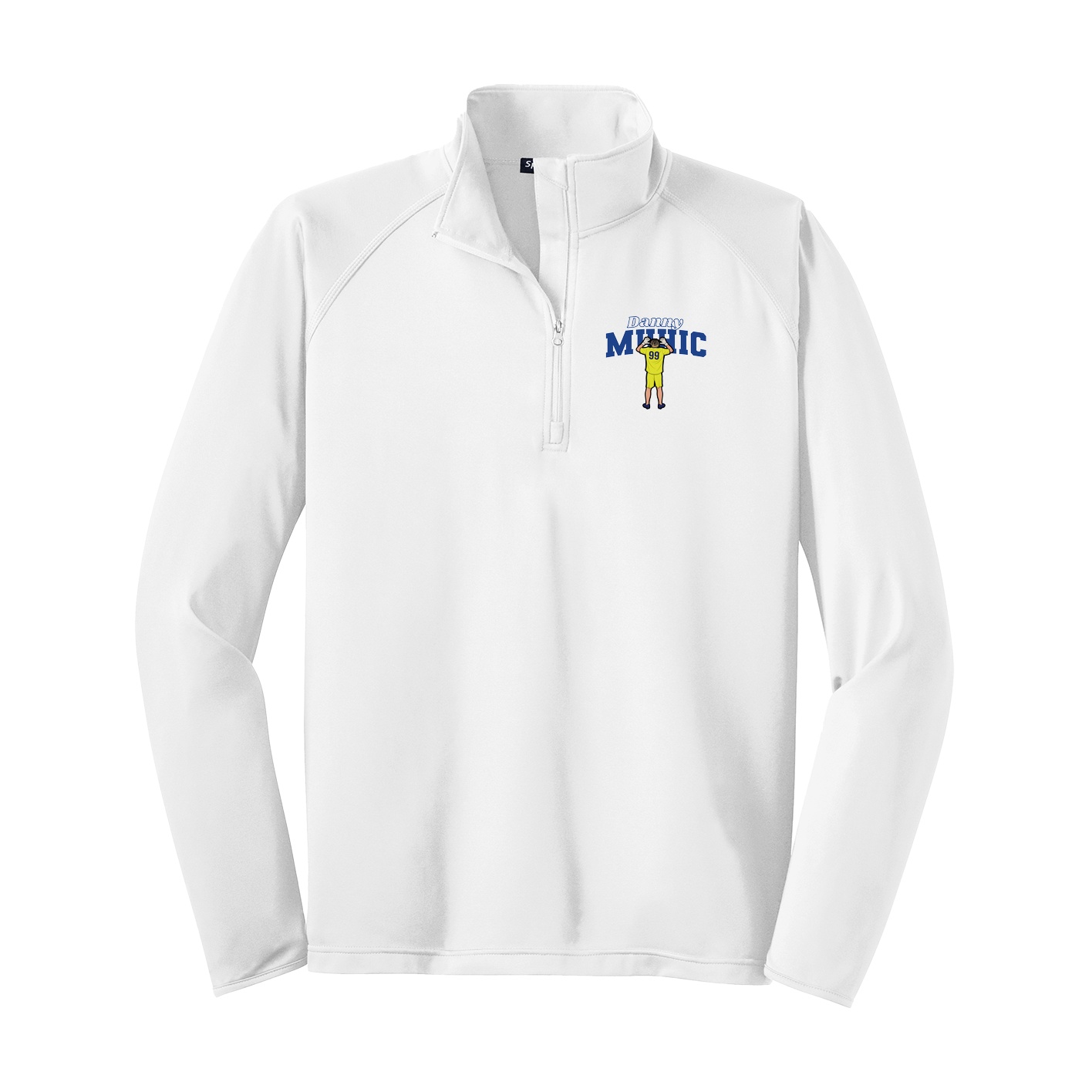 Q-Zip Pullover — Name Arch in White