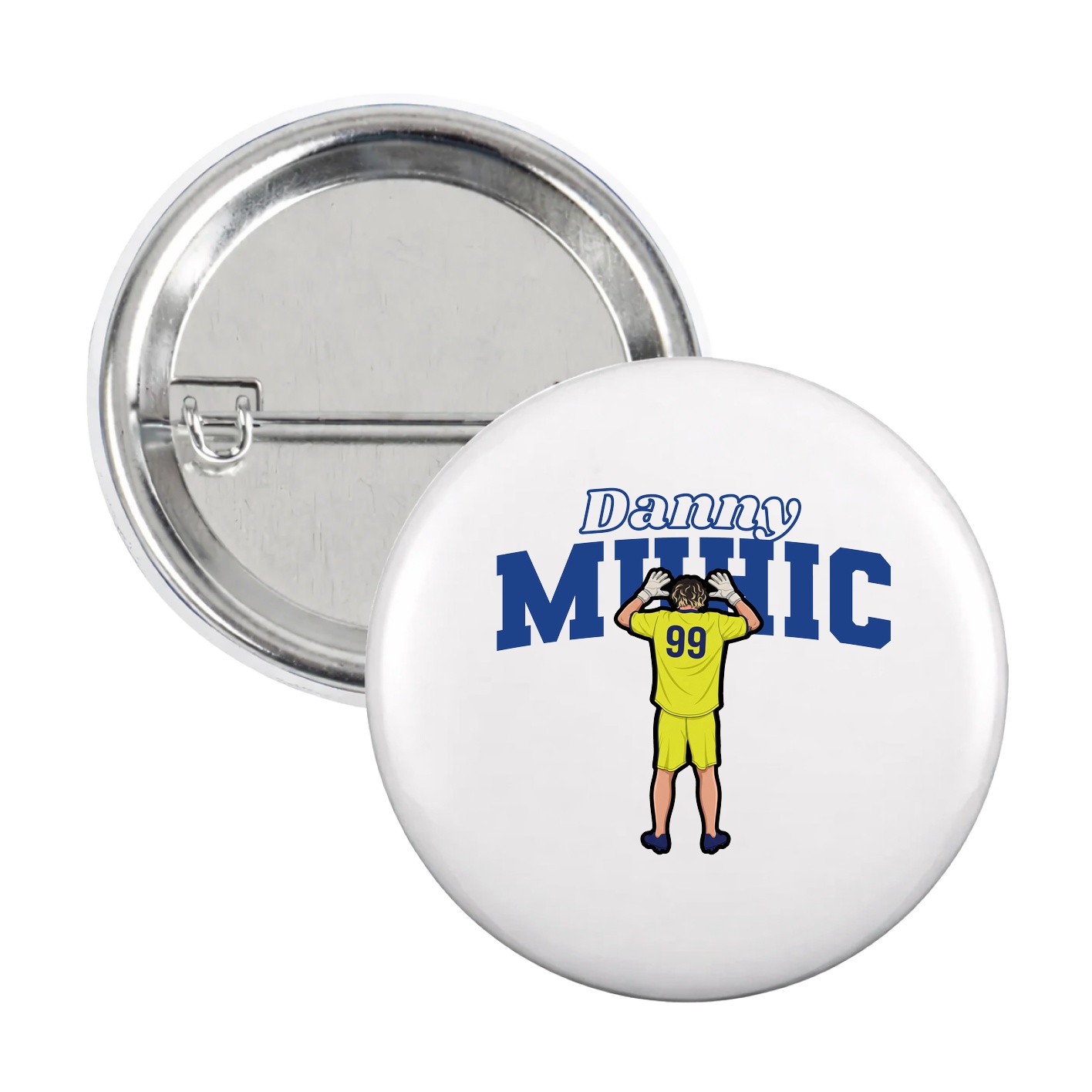 Game Day Button — Name Arch in White