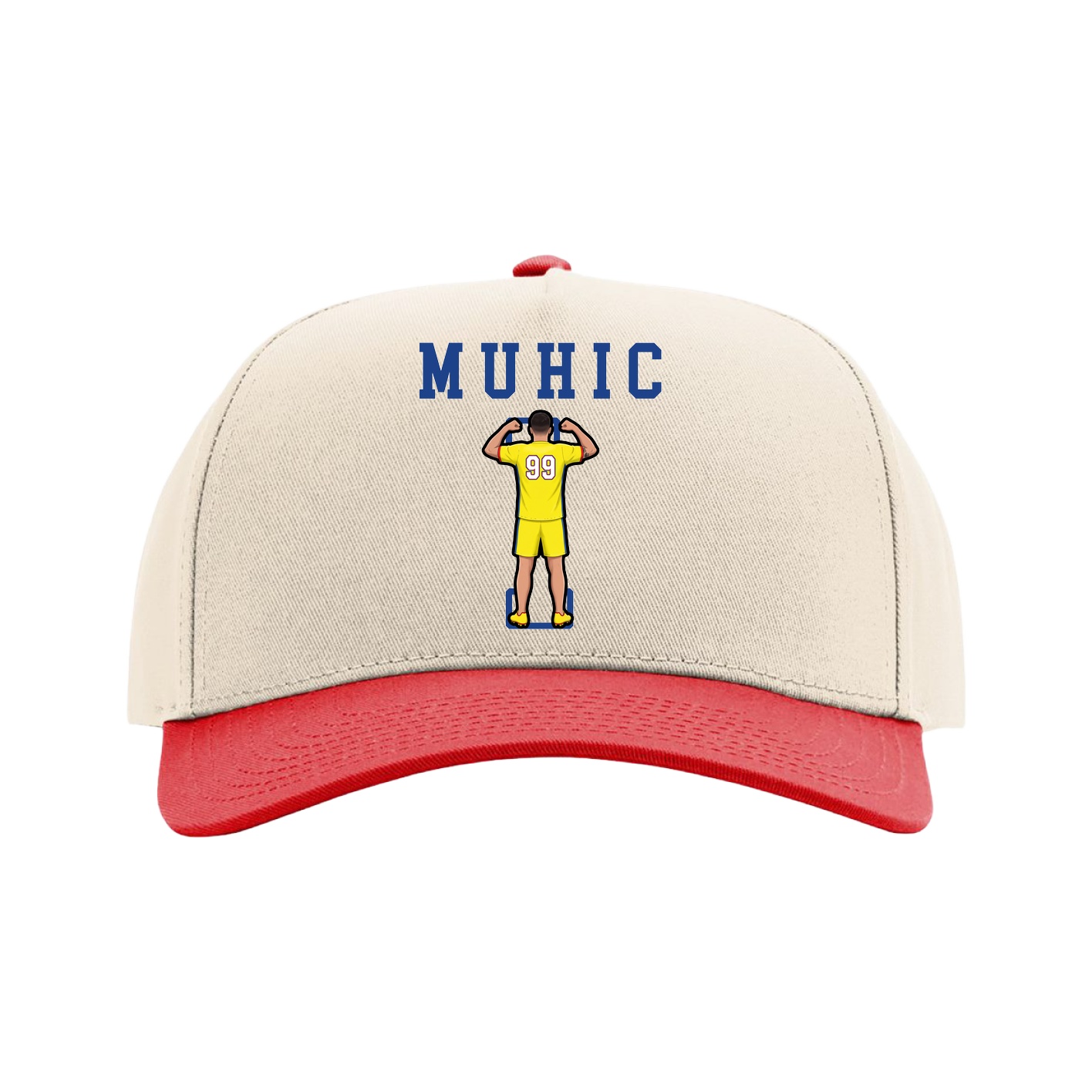 Full Fabric Five-Panel Champ Cap — Shirsey in Cream/Red