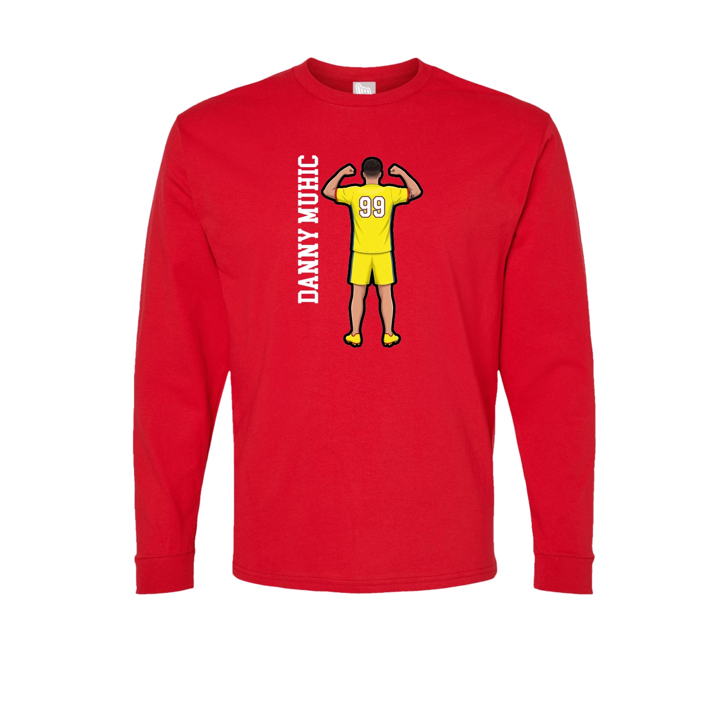 Long Sleeve Tee — Name Vertical in Red