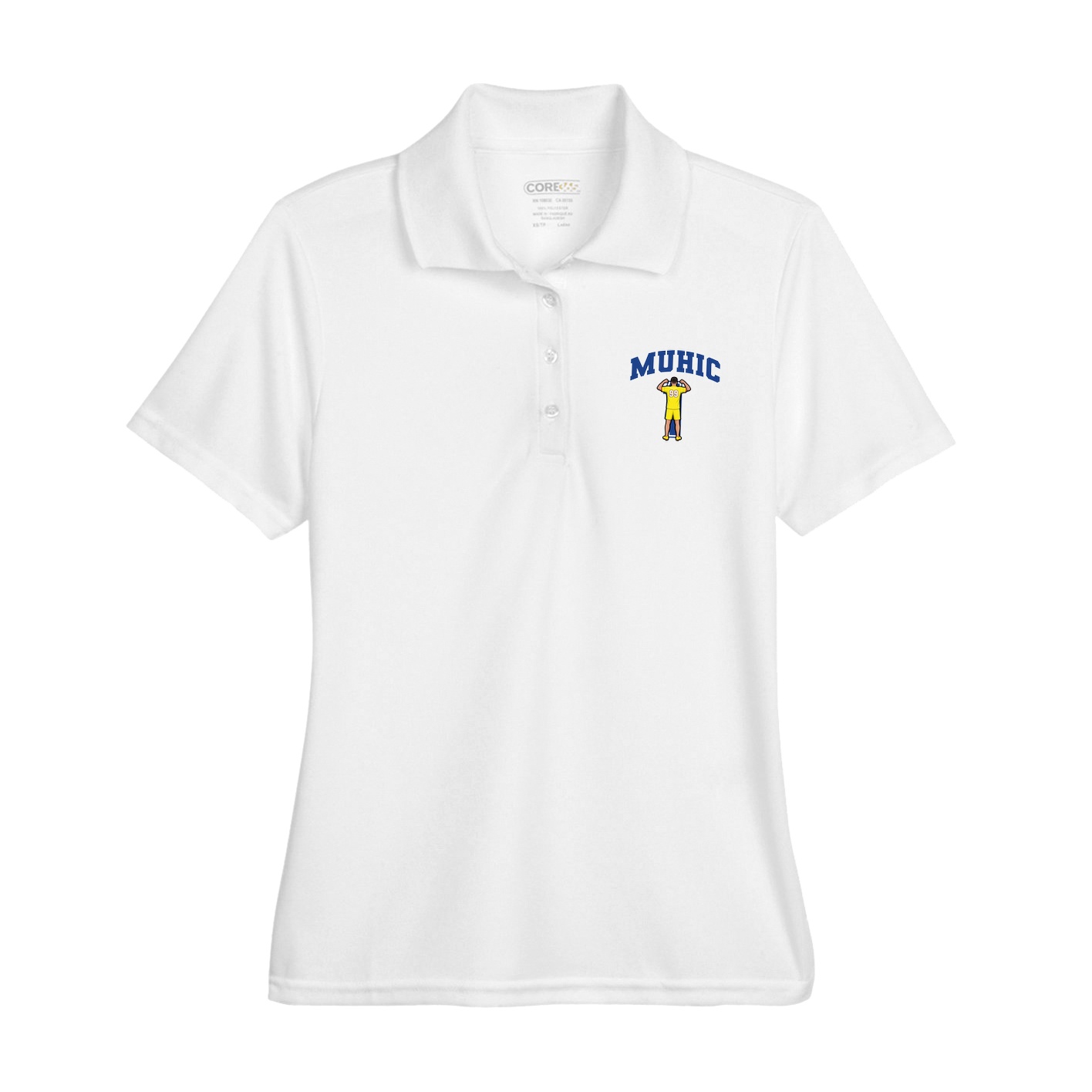 Womens Performance Polo — Number in White
