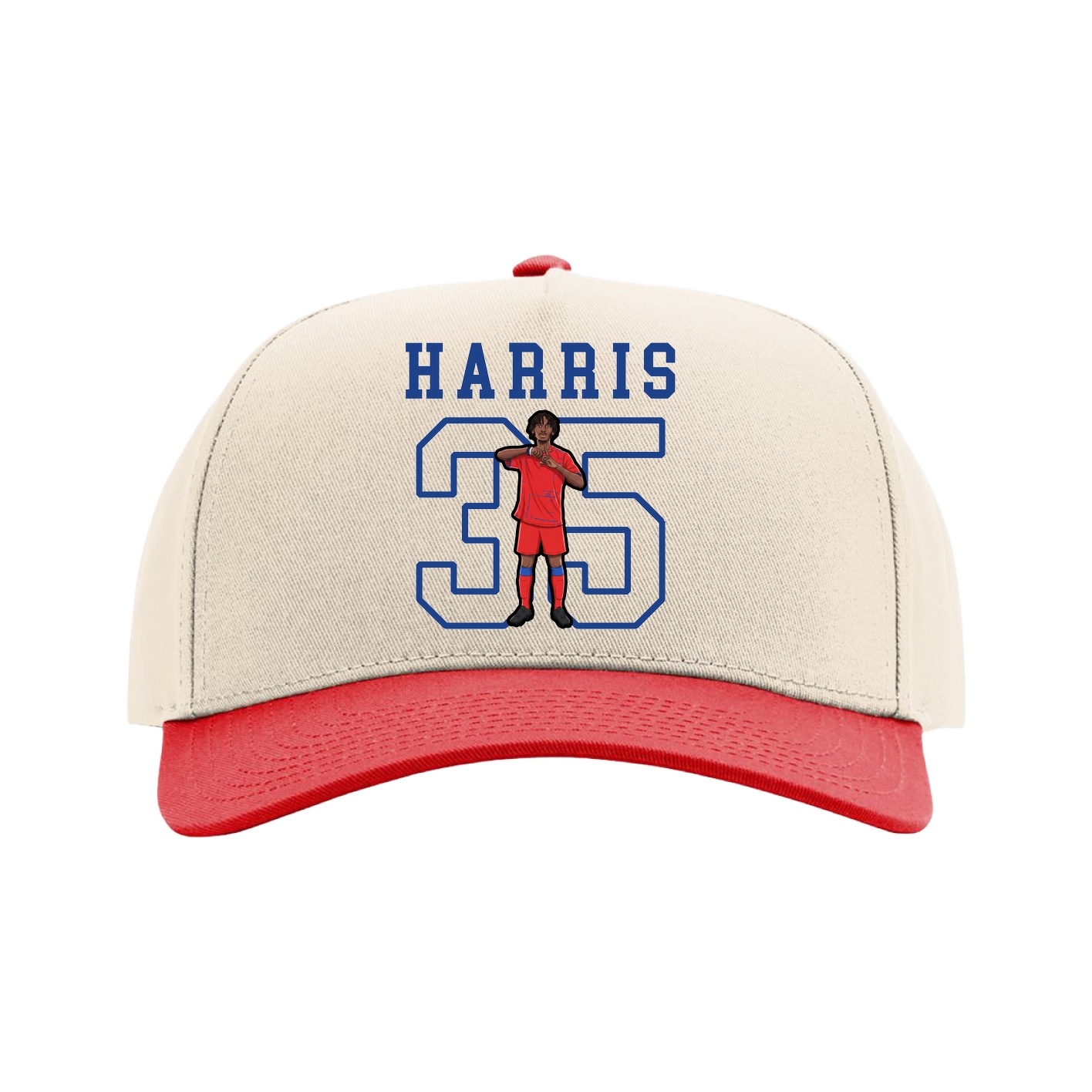 Full Fabric Five-Panel Champ Cap — Shirsey in Cream/Red