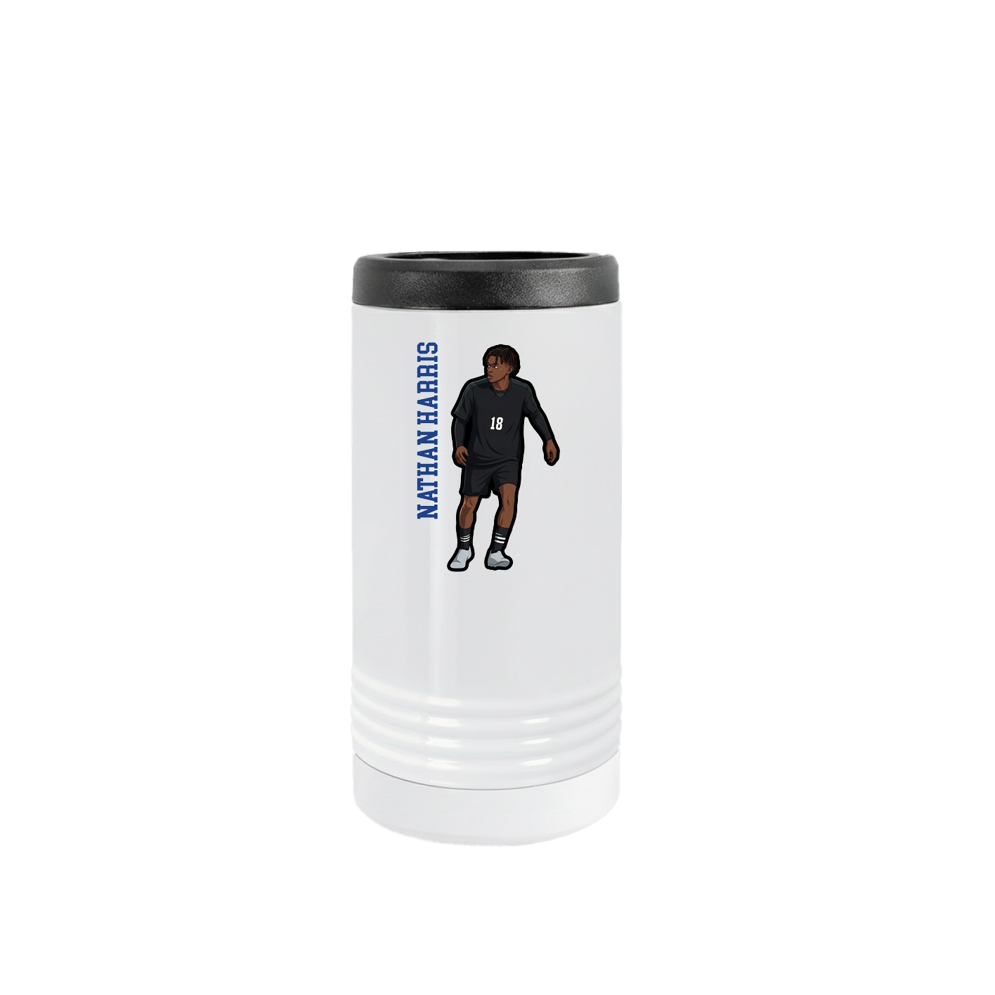 Slim Beverage Holder — Name Vertical in White