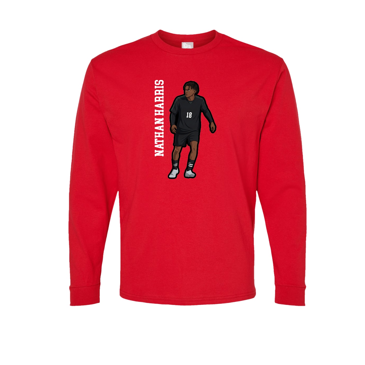 Long Sleeve Tee — Name Vertical in Red