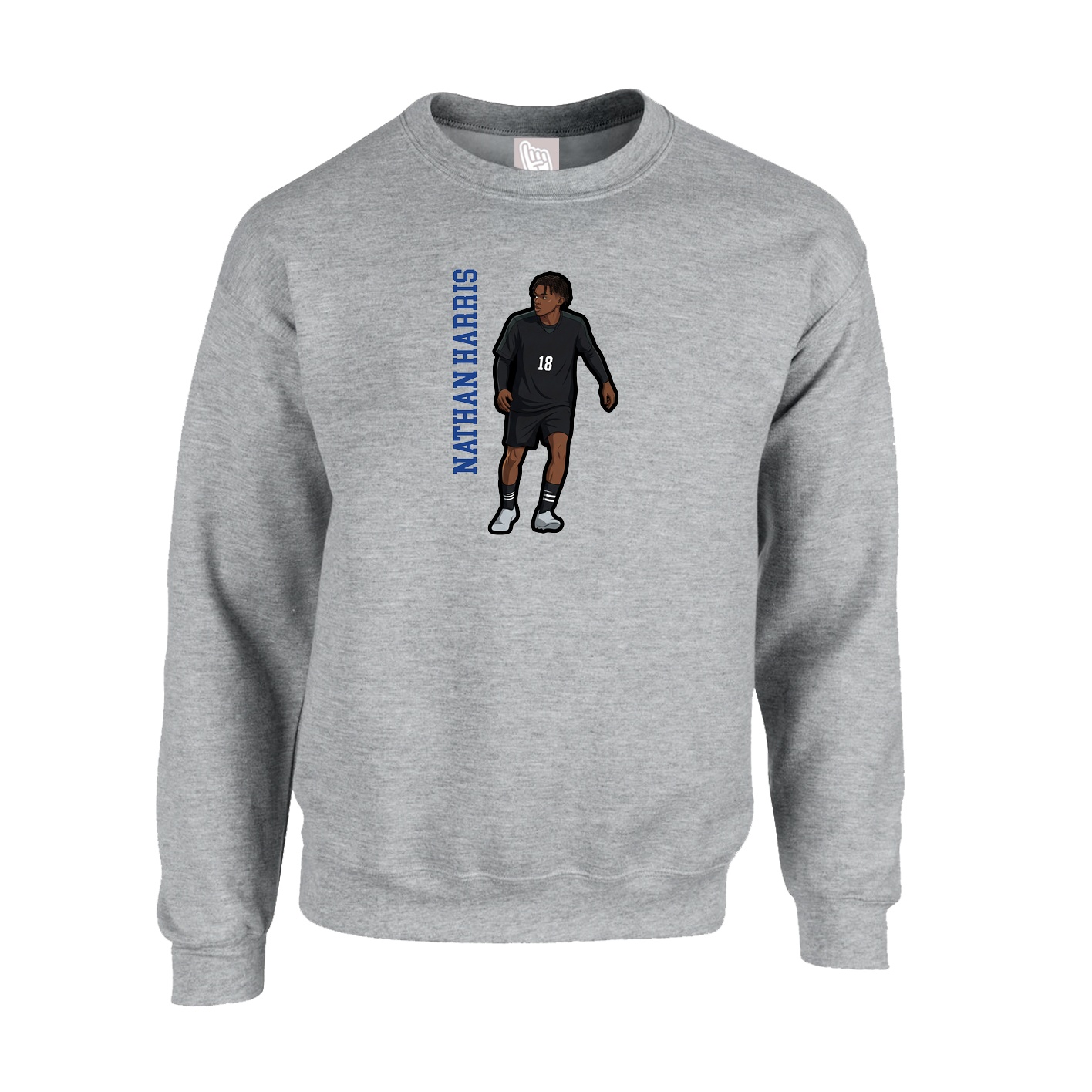 Fleece Crew — Name Vertical in Grey