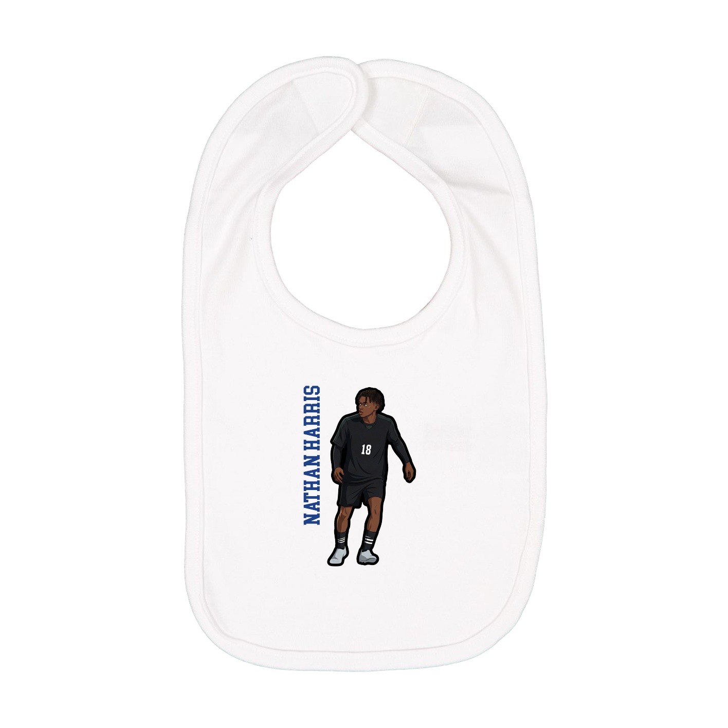 Infant Bib — Name Vertical in White