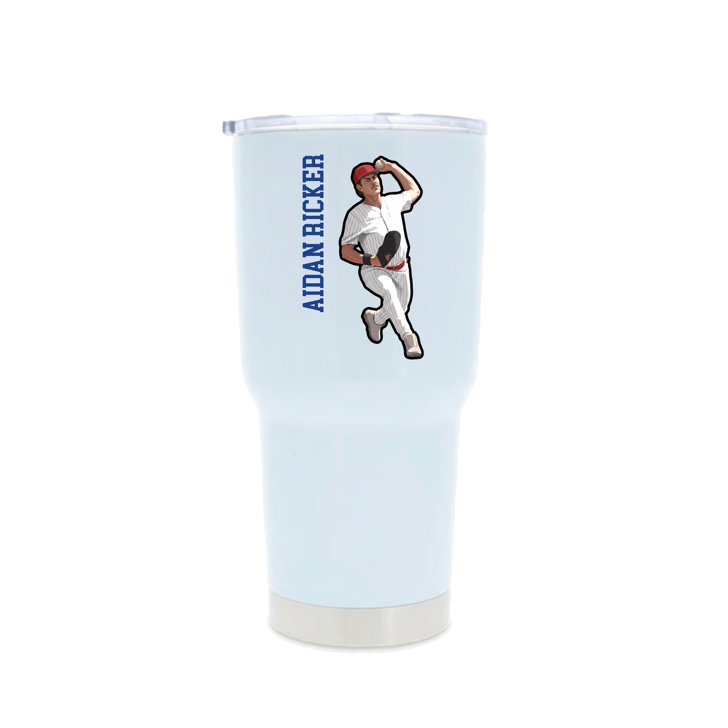 30oz Stainless Steel Tumbler — Name Vertical in White