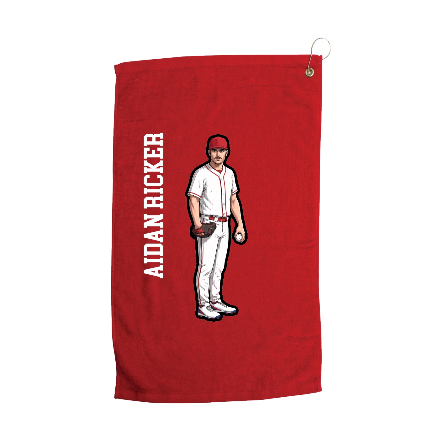 Golf Towel — Name Vertical in Red