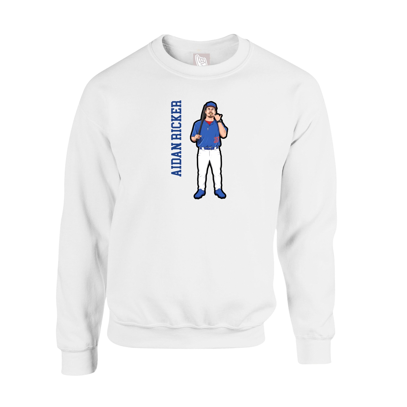 Fleece Crew — Name Vertical in White