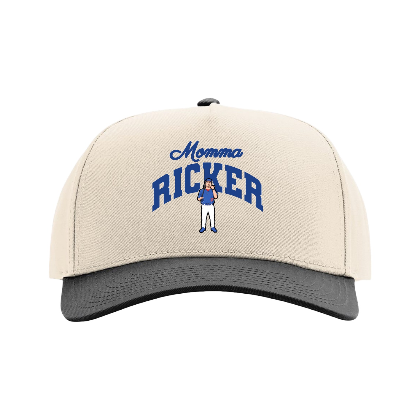 Full Fabric Five-Panel Champ Cap — Mothers Day Arch in Cream/Black