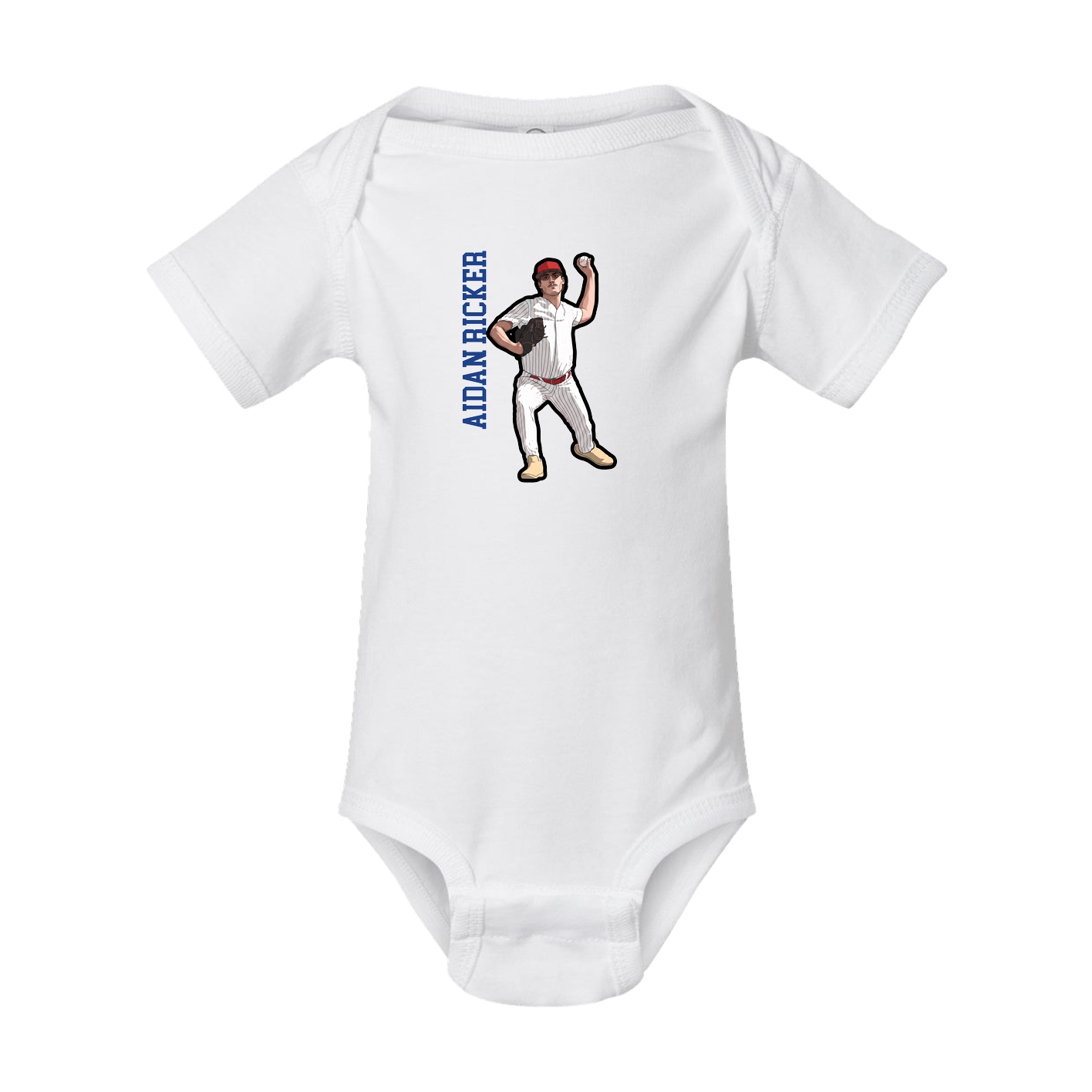 Baby Onesie — Name Vertical in White
