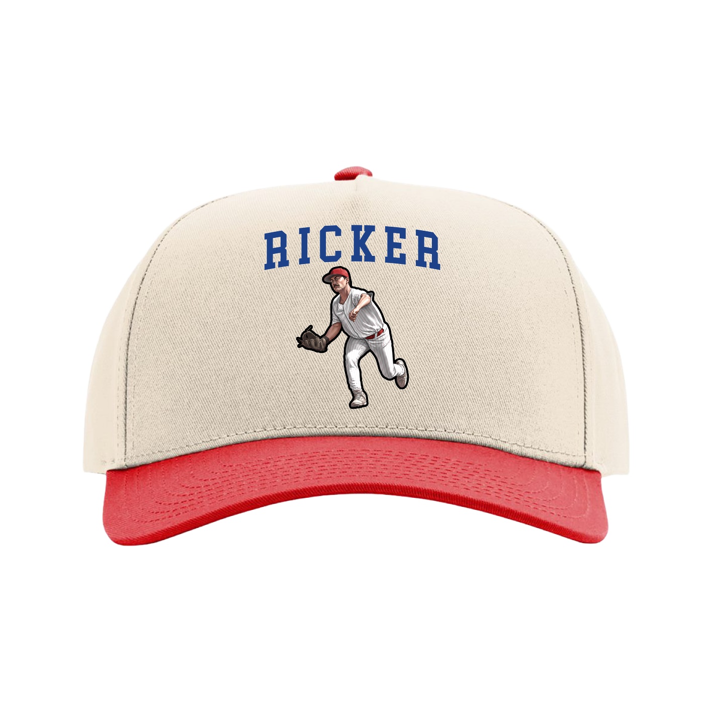Full Fabric Five-Panel Champ Cap — Shirsey in Cream/Red