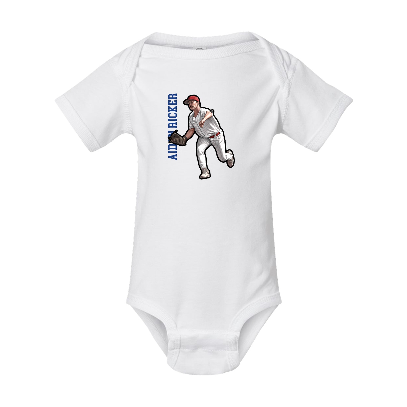 Baby Onesie — Name Vertical in White