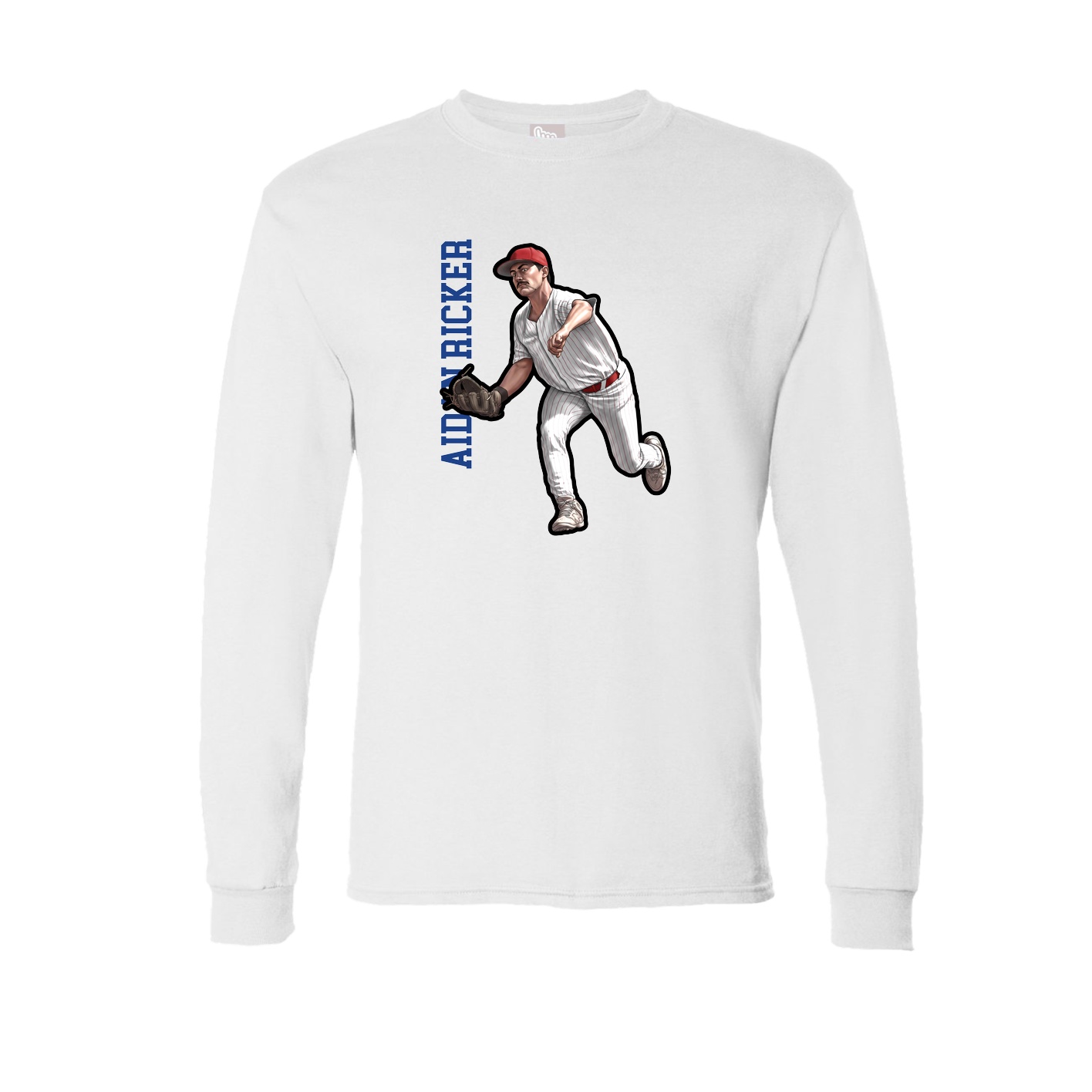 Long Sleeve Tee — Name Vertical in White