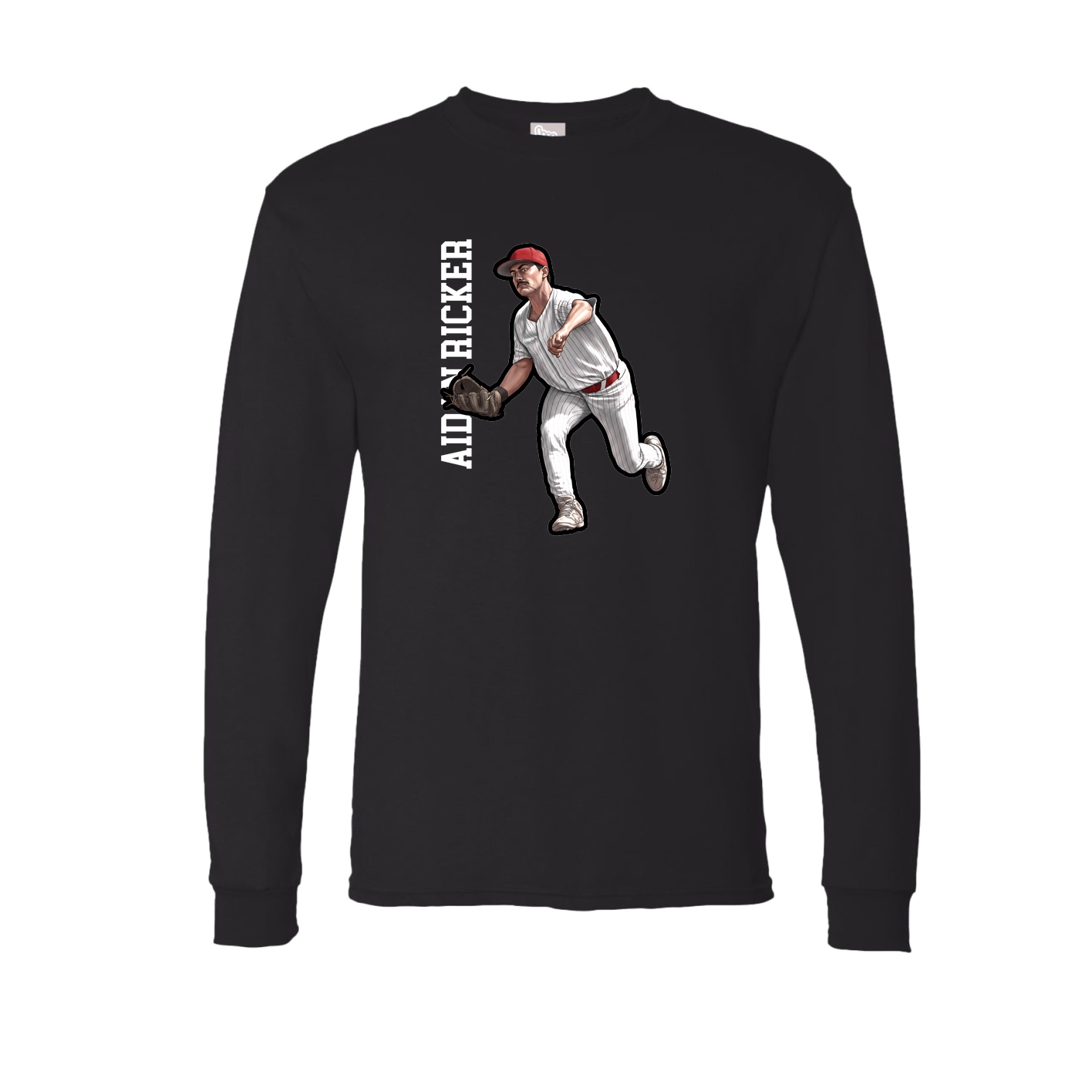 Long Sleeve Tee — Name Vertical in Black