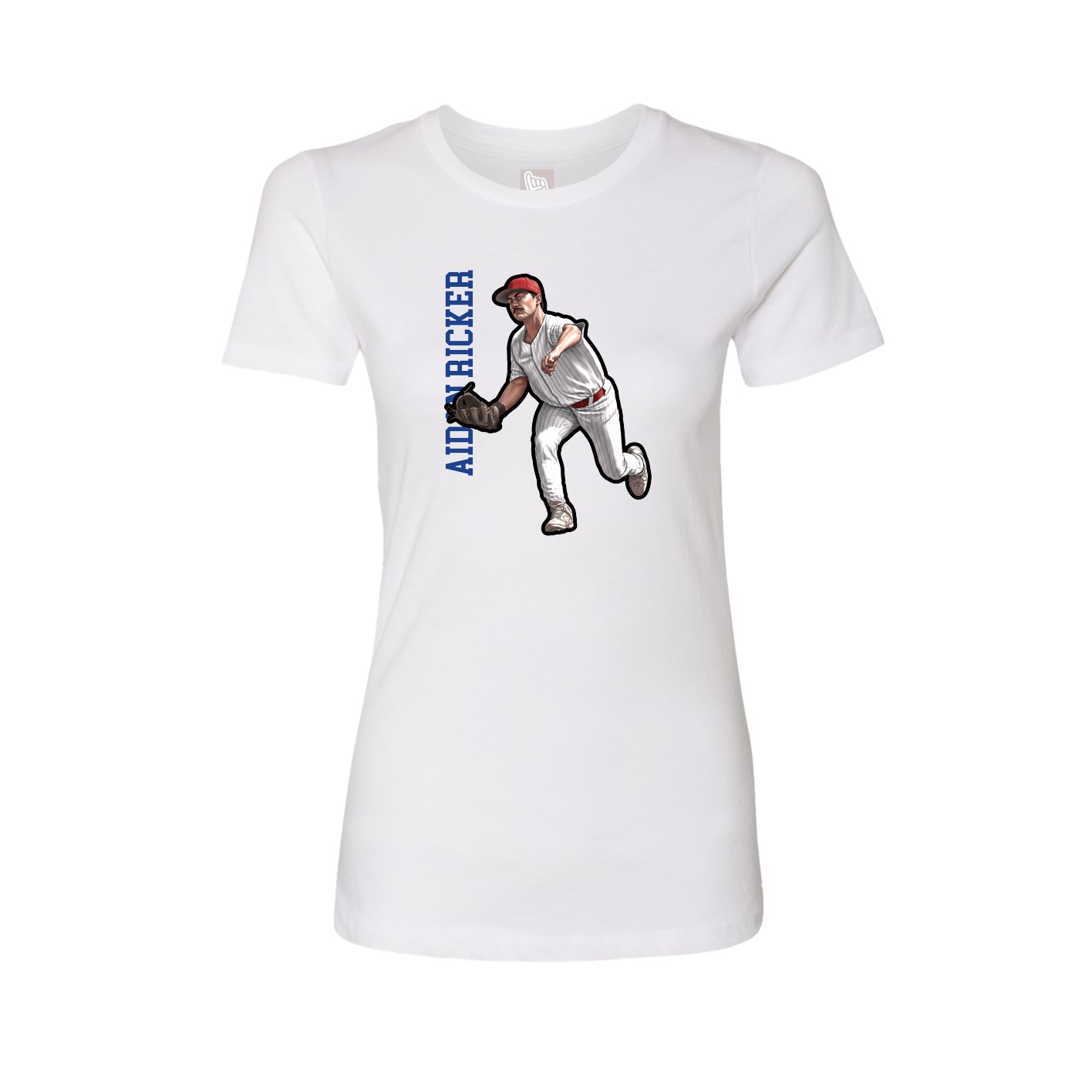 Fitted Women's Tee — Name Vertical in White